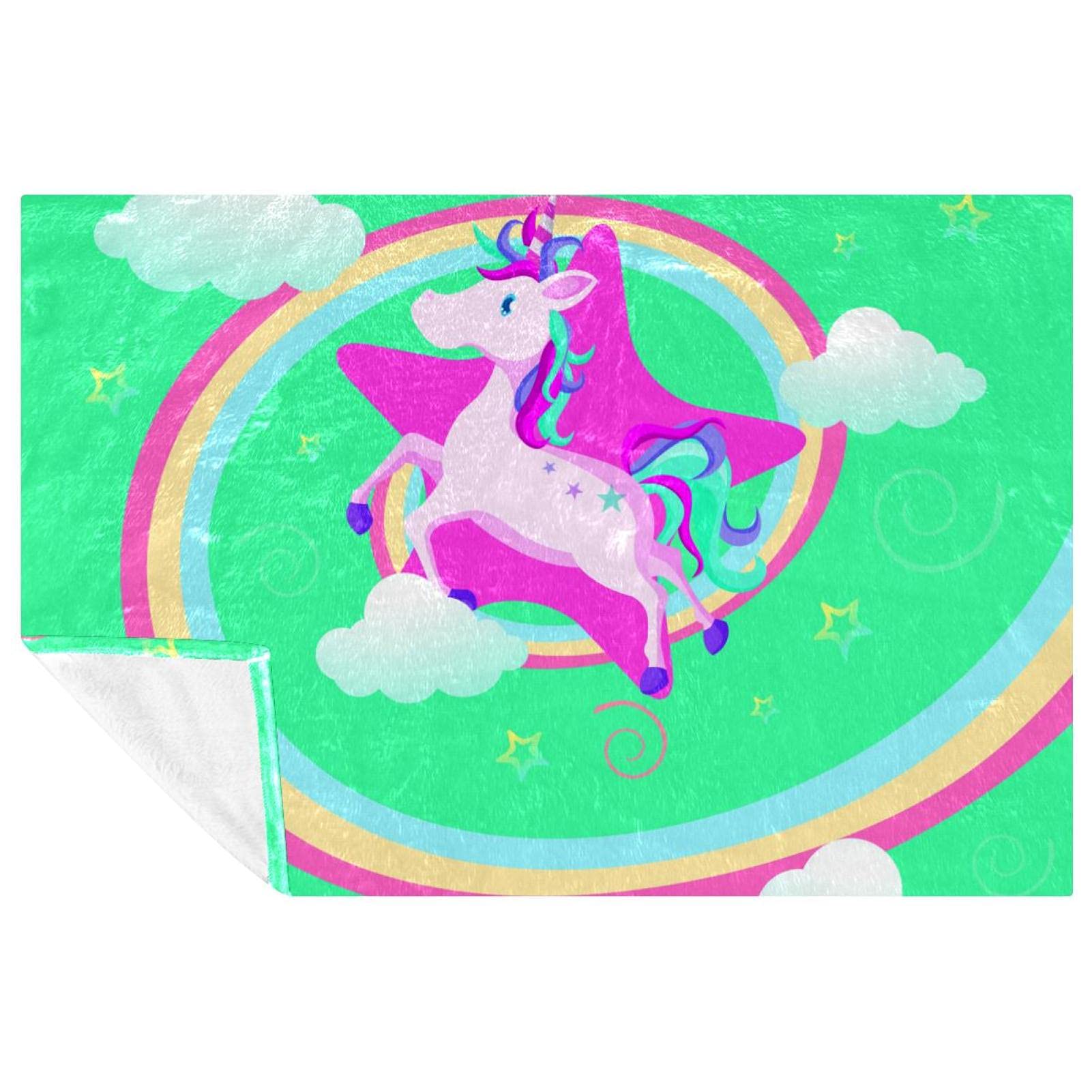 Couverture douce licorne pour lit canapé pique-nique camping et plage 150x100