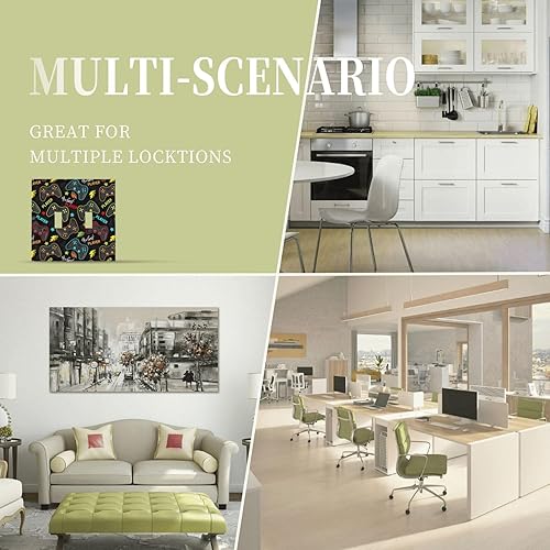 Vista 159 de Placa de pared con interruptor de luz de doble interruptor de pared para niños, diseño de dinosaurio, galaxia, espacio exterior, planeta, nebulosa