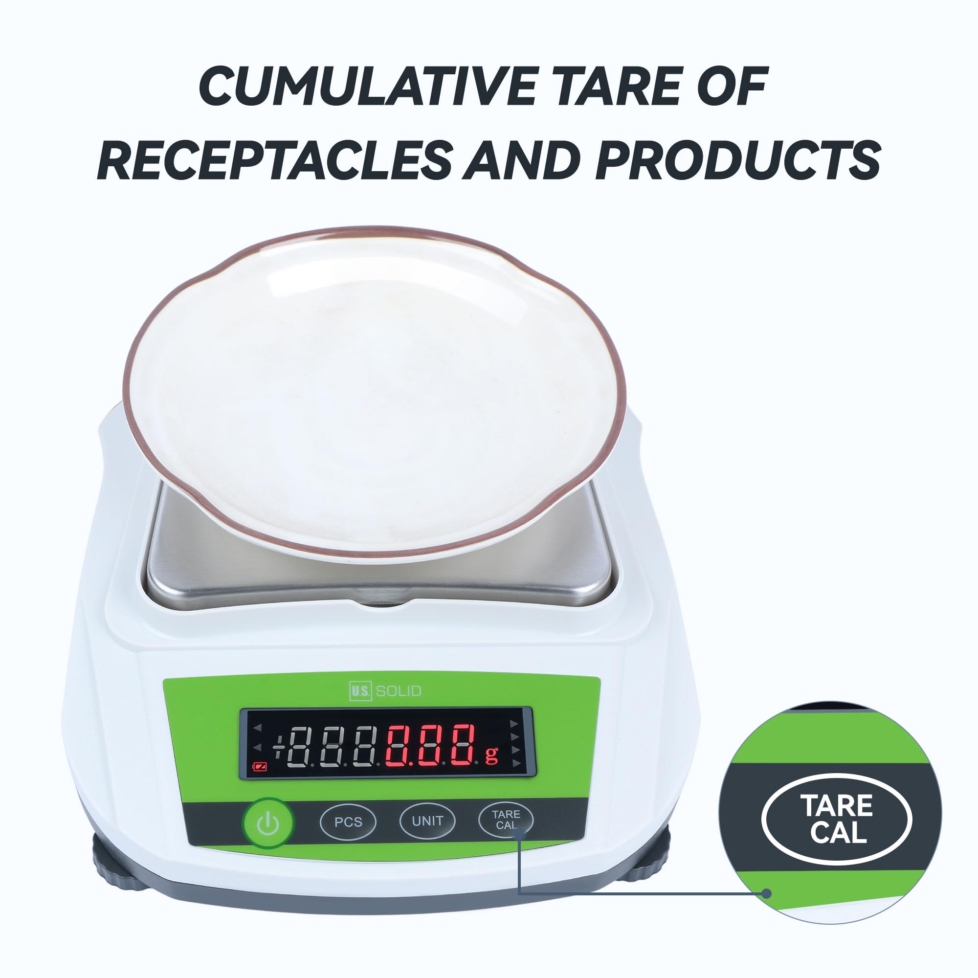 U.S. Solid Balanza de precisión de 2000 g/4.4 libras x 0.01 g - Balanza analítica digital de laboratorio para joyería de cocina científica