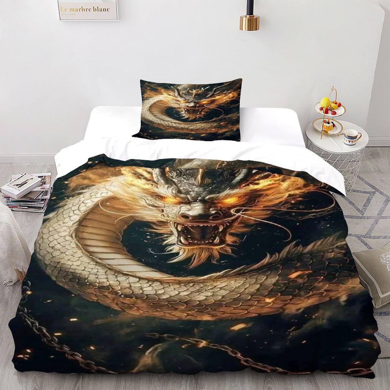 Chaîne de Dragon Housse De Couette 135x200cm avec taie d'oreiller en microfibre pour lit une place