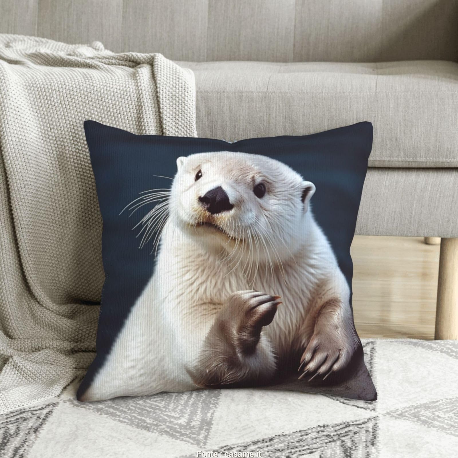 Housses de coussin velours côtelé blanc anti-plis pour sofa