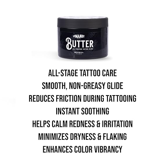 Dynamic Color Butter Tattoo Aftercare Balm Premium Tattoo Butter for Healing New Tattoos & Rejuvenating Older Ink, Vegan & Petroleum-Free, Smooth Non-Greasy Glide, Enhances Color Vibrancy (8 oz)