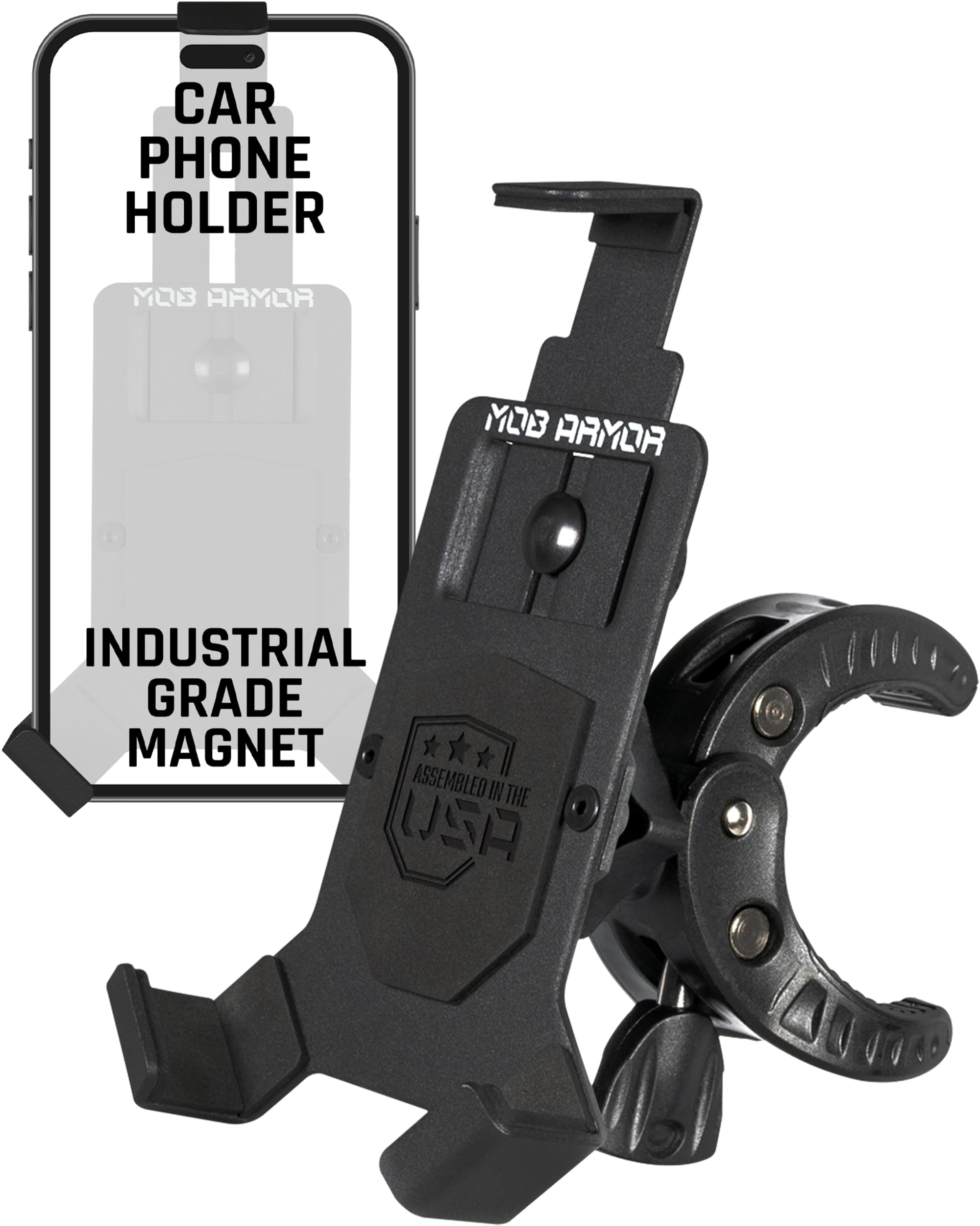 Mob Armor Mob Mount Claw with 360° Rotation - Universal Phone Mounting Clamp for Motorcycle, Jeep, Dirt Bike, Car, ATV, Boat, Truck, Emergency Vehicle - Large, Black