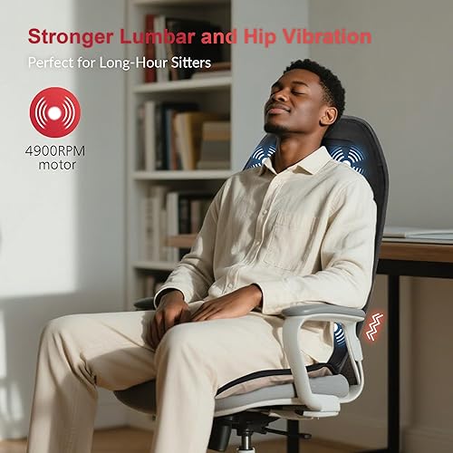 Miniatura 3 de COMFIER Masajeador de espalda para silla  Masajeador de silla de vibración mejorado, masajeador de espalda de tejido profundo para aliviar el dolor,