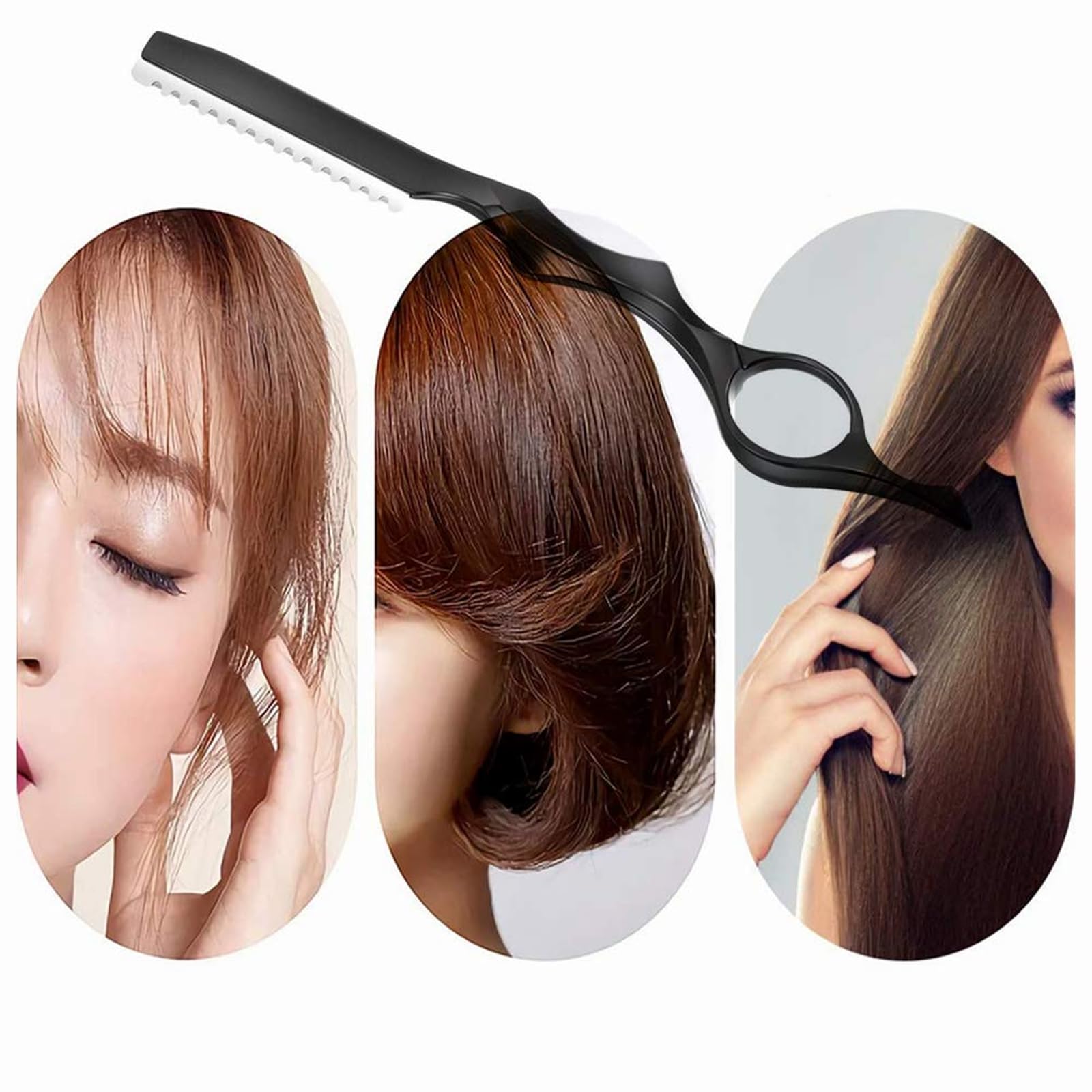 Rasoio per Sfoltire, Rasoio per Capelli, Hair Styling Razor, Forbici per Capelli con 10 Lame di Ricambio, Professionali Kit Hairstyling per Salone e Uso Domestico (Nero)