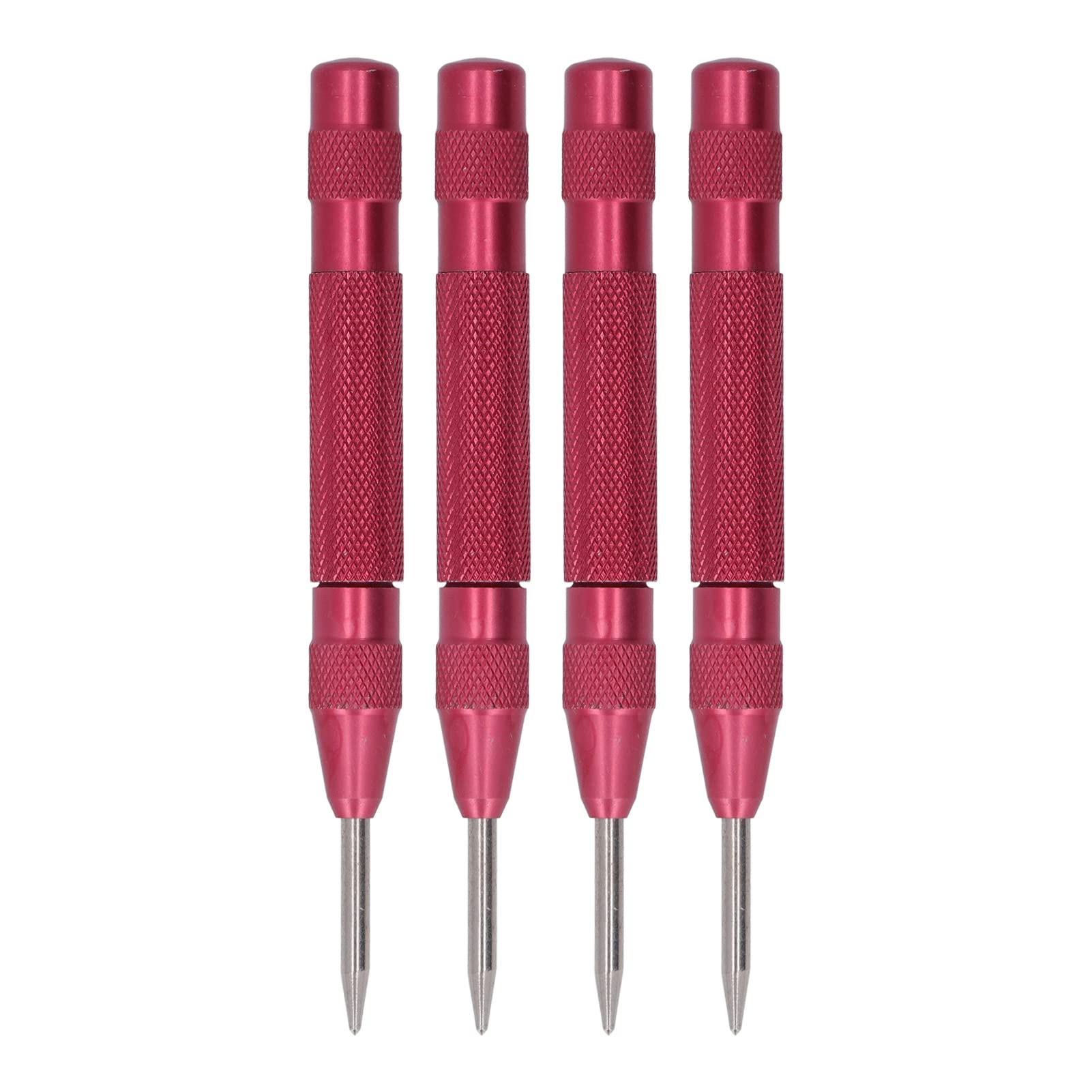 4 szt. Automatyczny Dziurkacz środkowy, Zestaw Dziurkacza Centralnego o Długości Stalowej Zestaw ze Stali Szybkotnącej Zestaw Typu Push (czerwony)