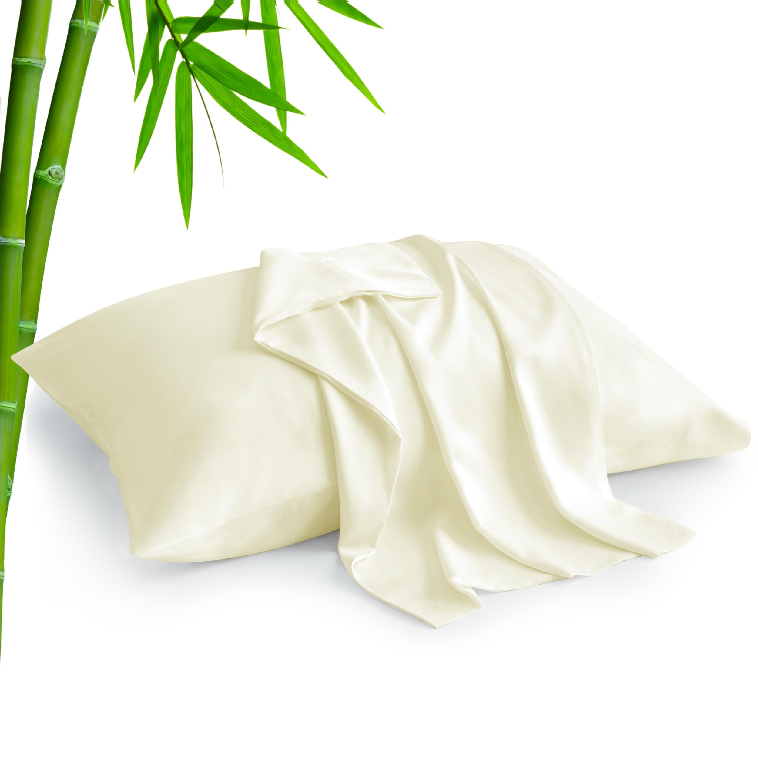 BEDELITE Pillow Cases Standard Size 2Pcs, Rayon Derived from Bamboo, Cream