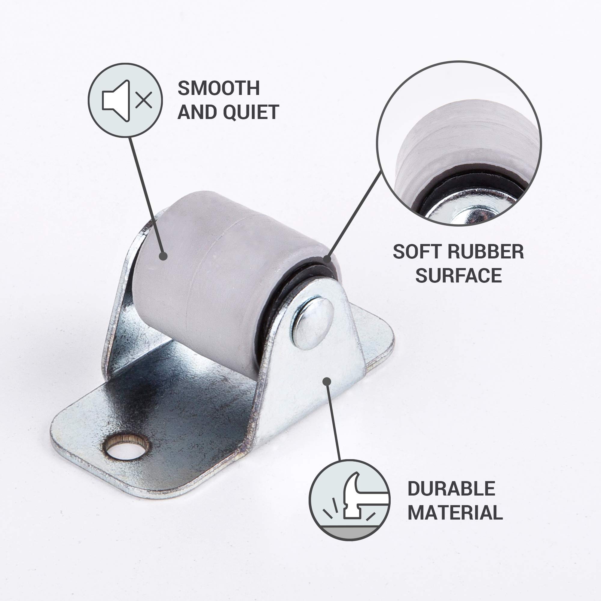 (4 sztuki) 16 mm kółka miękkie ruchy gumowe kółka z metalową płytką ze śrubami meble mały zestaw 25 kg