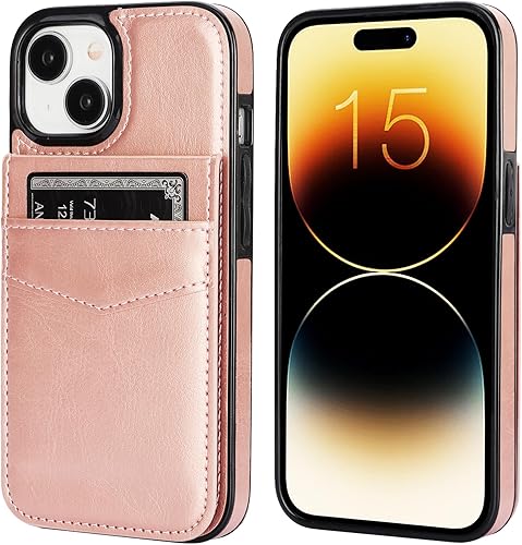 Miniatura 3 de KIHUWEY Compatible con 15 fundas tipo cartera con tarjetero de crédito, cierre magnético de cuero de primera calidad, función atril, funda