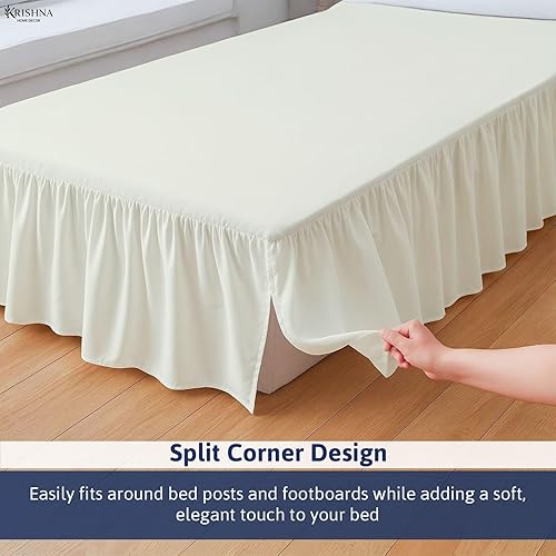 Miniatura 3 de Falda de cama con volantes con esquinas divididas, tamaño Queen (caída de 24 pulgadas), falda de cama con volantes y plataforma con volantes de