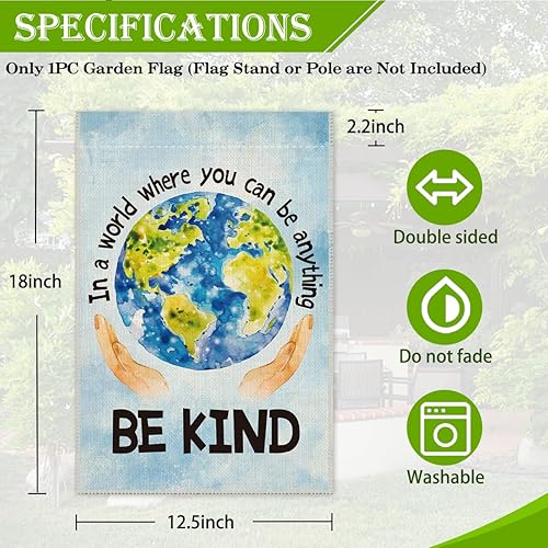 Miniatura 2 de Hafhue Bandera de bienvenida con texto en inglés «In A World Where You Can Be Anything Be Kind», decoración de casa de campo al aire libre, B,A,Arco