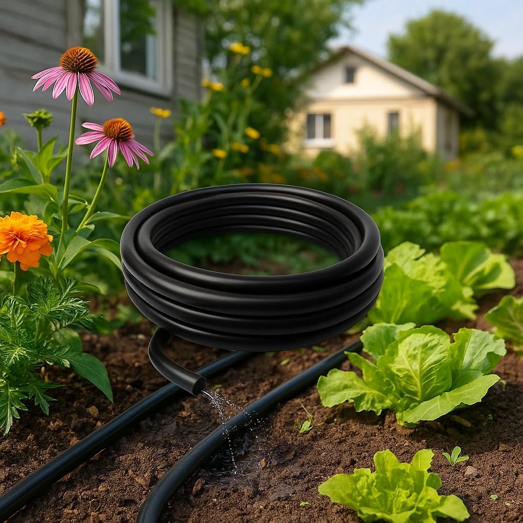 Irrigation Pipe 13 mm ID / 16 mm OD - 100 m Black UV Resistant Water Hose Coil - Flexible Drip Irrigation Tube for Gardens, Greenhouses, Crops, Nurseries, Landscaping, Agricultural Watering Systems
