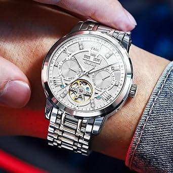 OLEVS Mens Watches Stainless Steel Waterproof Date Analog Quartz Watch Classic Luxury Dress Luminous Gold/Black/Blue/White Dial Wrist Watches for Men