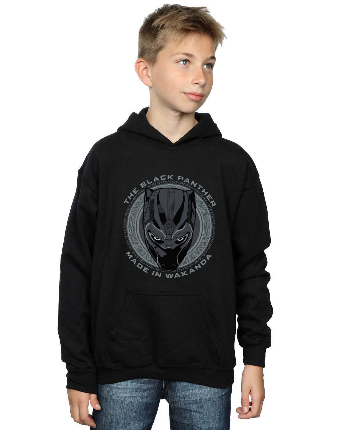Marvel Boys Black Panther Made in Wakanda Hoodie Black 7-8 Years