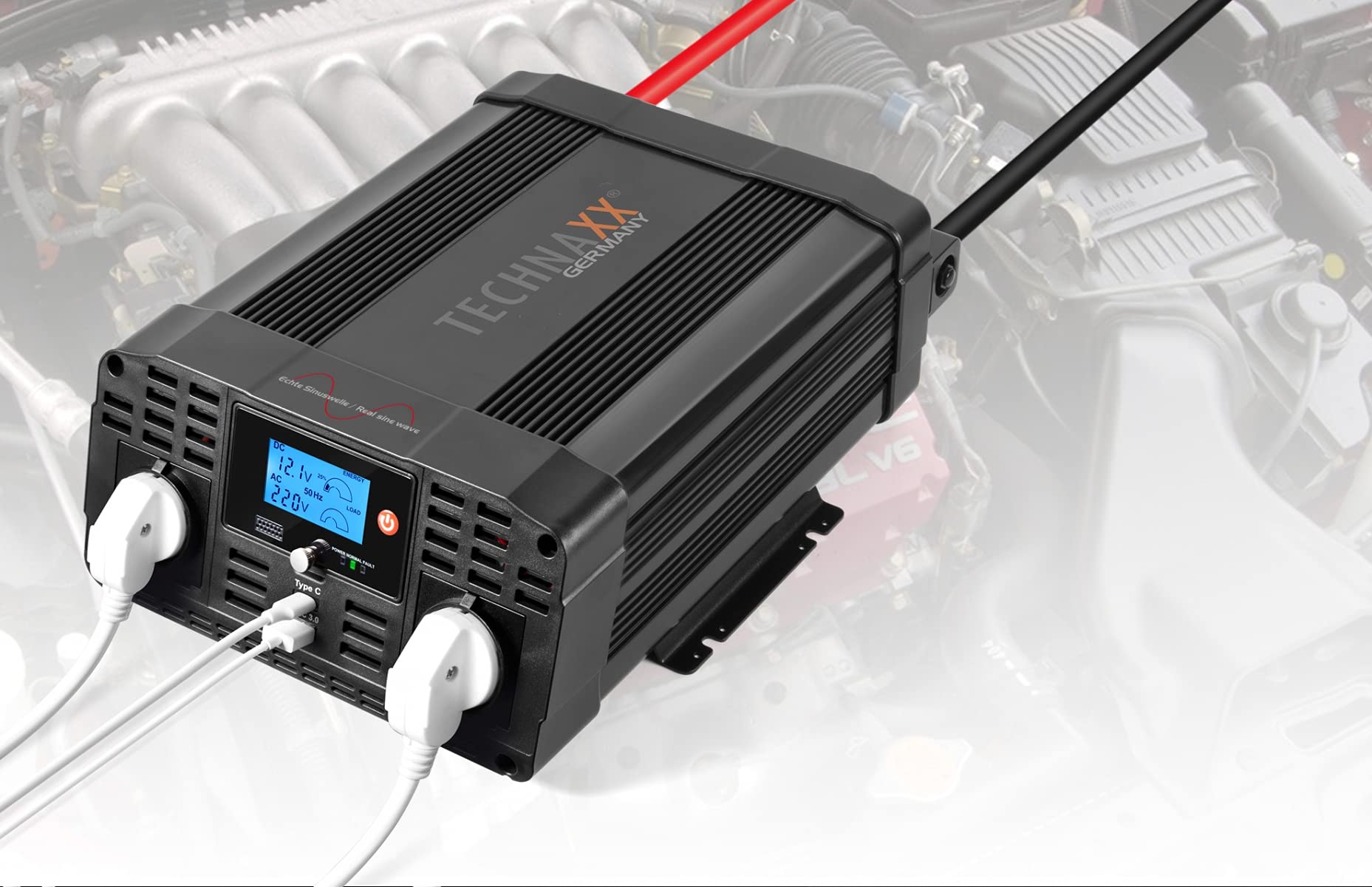 Przetwornica prądu stałego AC 12 V z czystą falą sinusoidalną 2000 W, 12 V do 240 V przetwornica prądu stałego na AC falownik 12 V przetwornica prądu stałego na prąd zmienny TE22