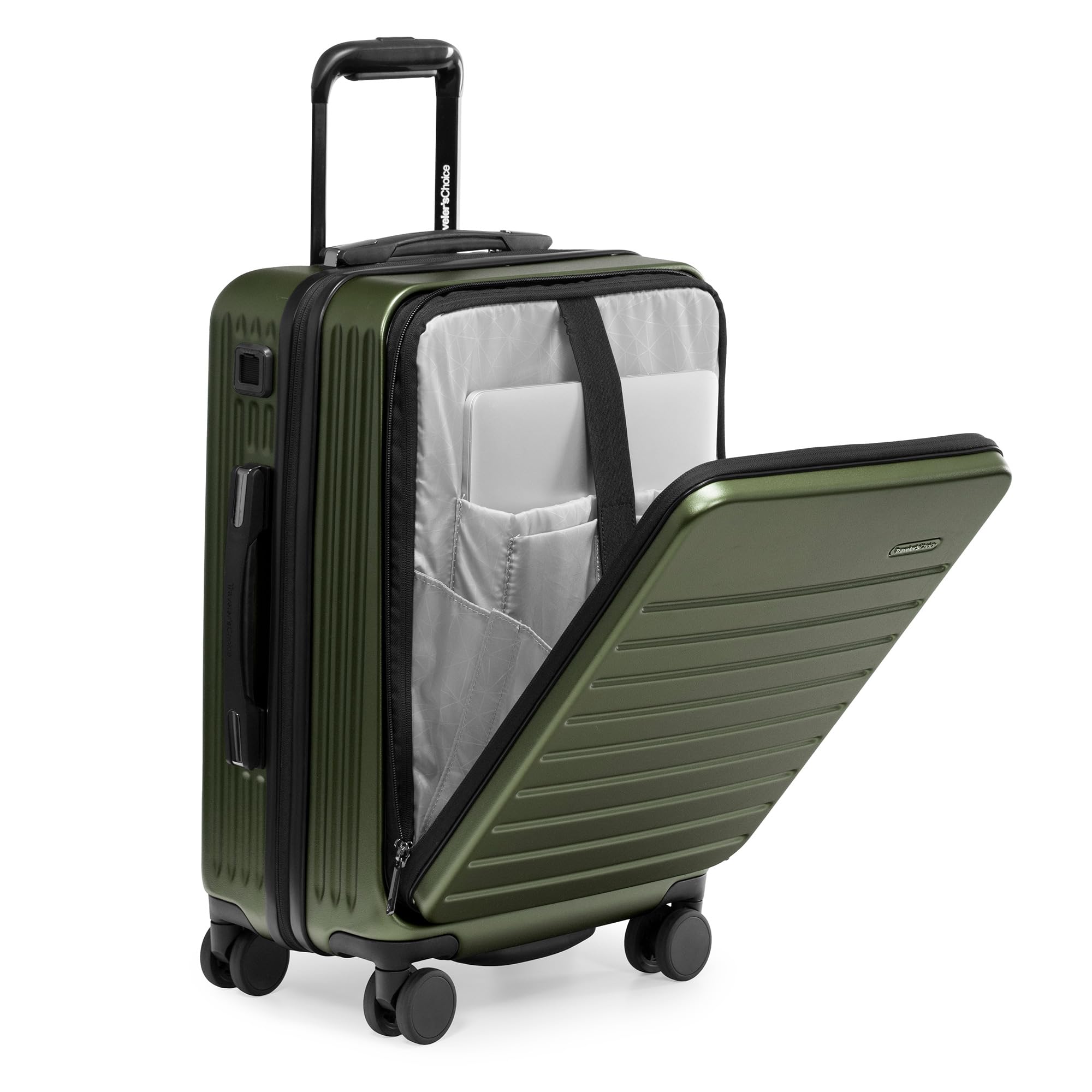 Mykel Dual Opening Polycarbonate Hardside Suitcase with Sleeve and Ergonomic Handle