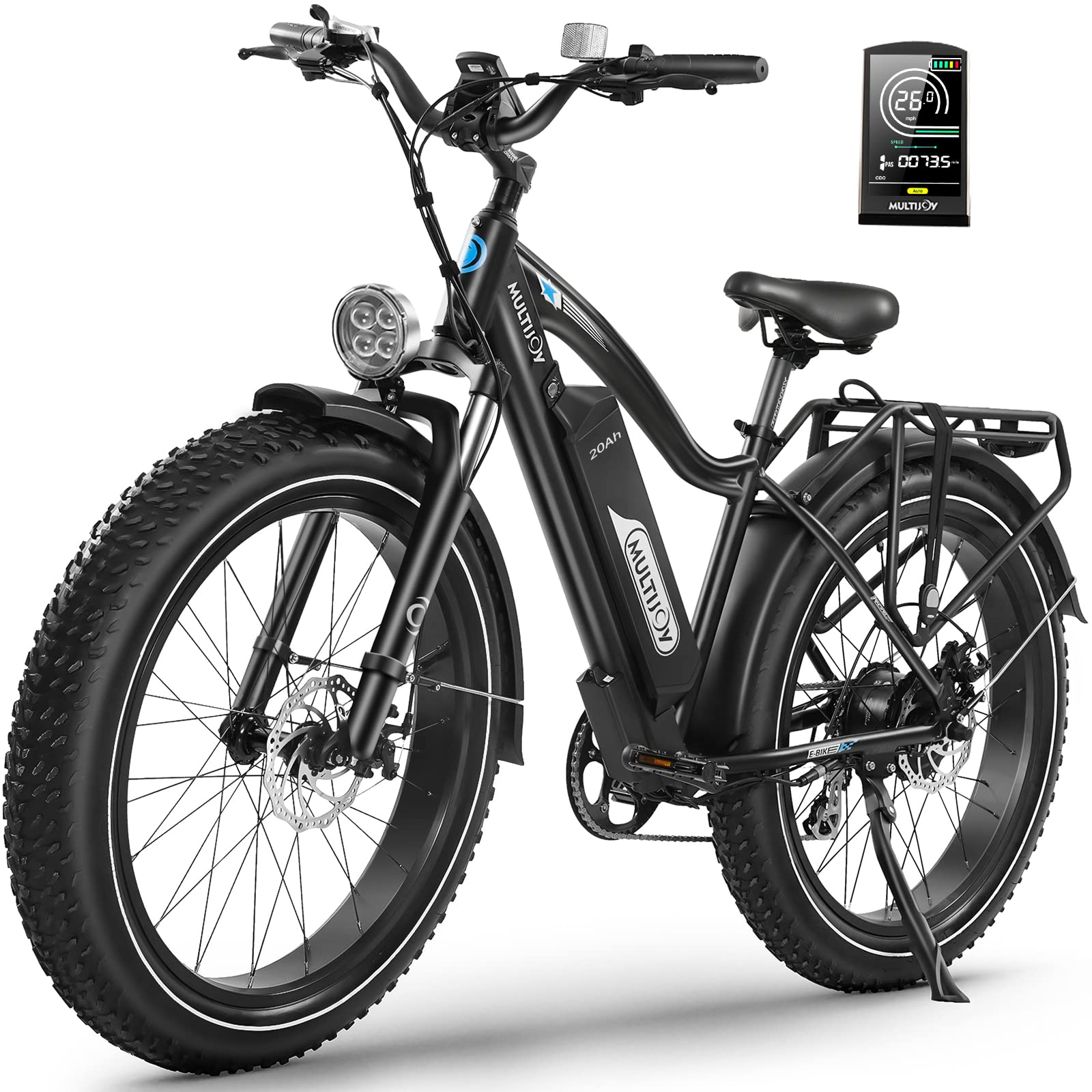 Electric Bike for Adults,Upgraded 48V 20Ah Removable Battery,Peak 1000W Powerful Motor,70Mi Long Range,26"x4" Fat Tire,UL Certified 7-Speed