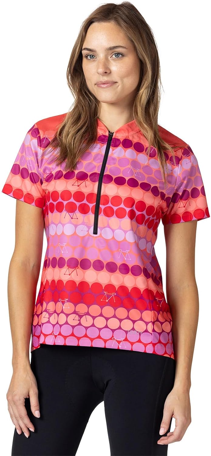 Terry Breakaway Mesh Short Sleeve Cycling Jersey Women UPF 40+ Sun Shirt 10 Inch Front Zip Relaxed Fit Reg. & Plus Sizes