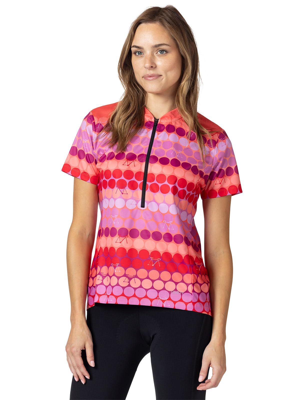 Terry Breakaway Mesh Short Sleeve Cycling Jersey Women UPF 40+ Sun Shirt 10 Inch Front Zip Relaxed Fit Reg. & Plus Sizes