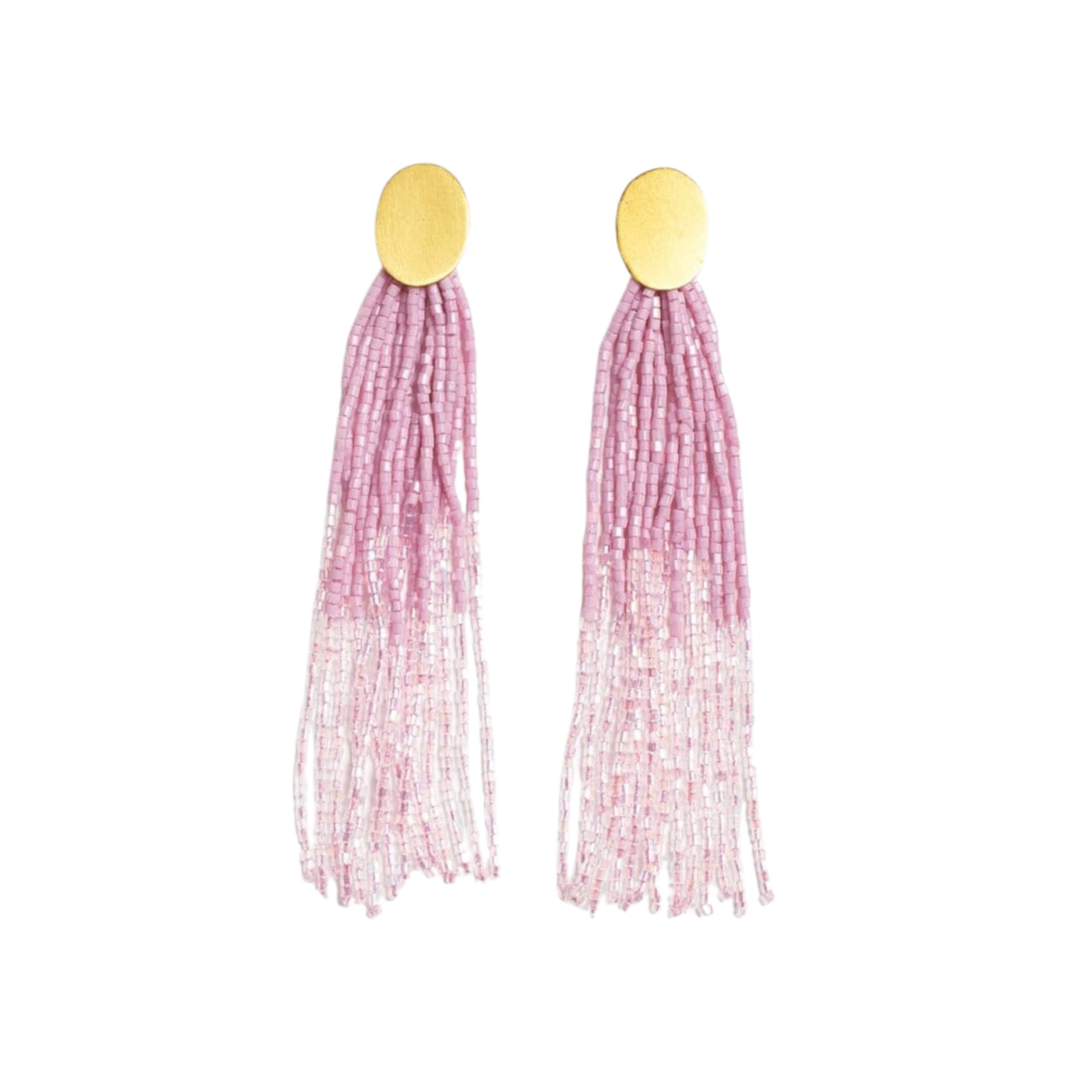 INK + ALLOYINK+ALLOY Beaded Earrings for Women, Mae Boho Long Tassel Earrings with Gold Accents, Hypoallergenic Handmade Jewelry for the Modern Bohemian, 3.1-Inch L