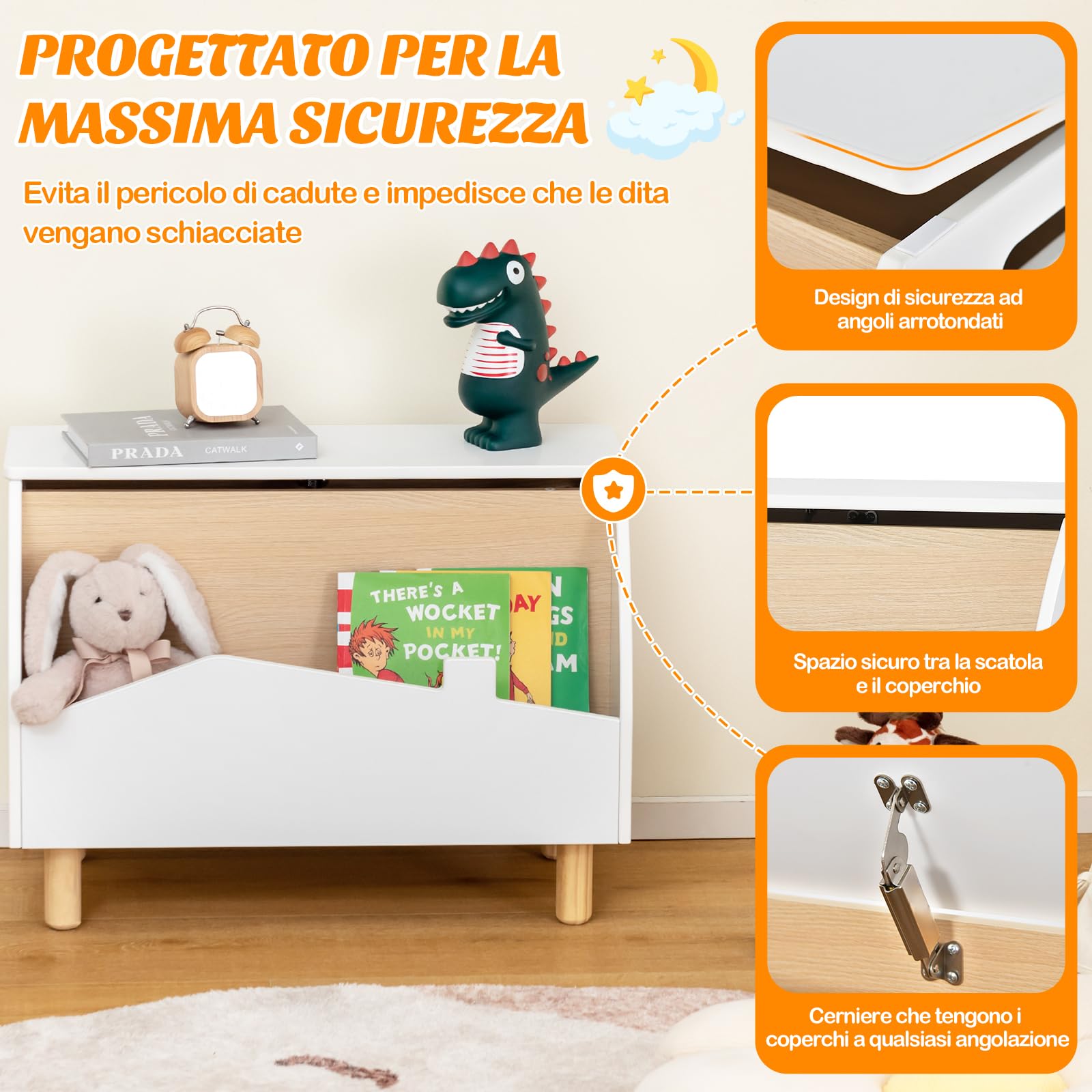 COSTWAY Libreria Montessoriana 2-in-1 in Legno per Bambini 60x30x44 cm Bianco