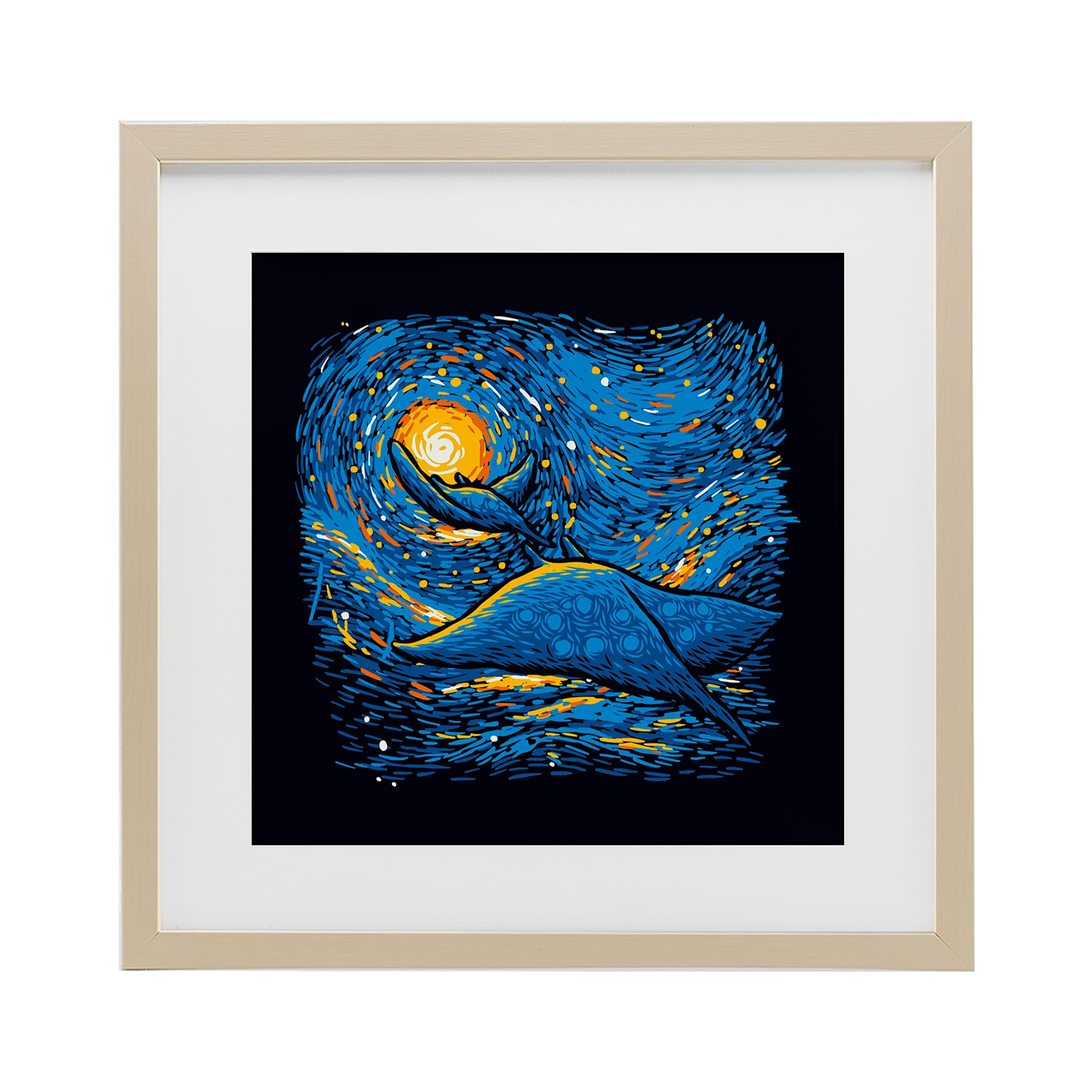 Stupell Industries Harvest Pine (Textured) 'Impressionist Manta Rays'| Framed Print Under Glass