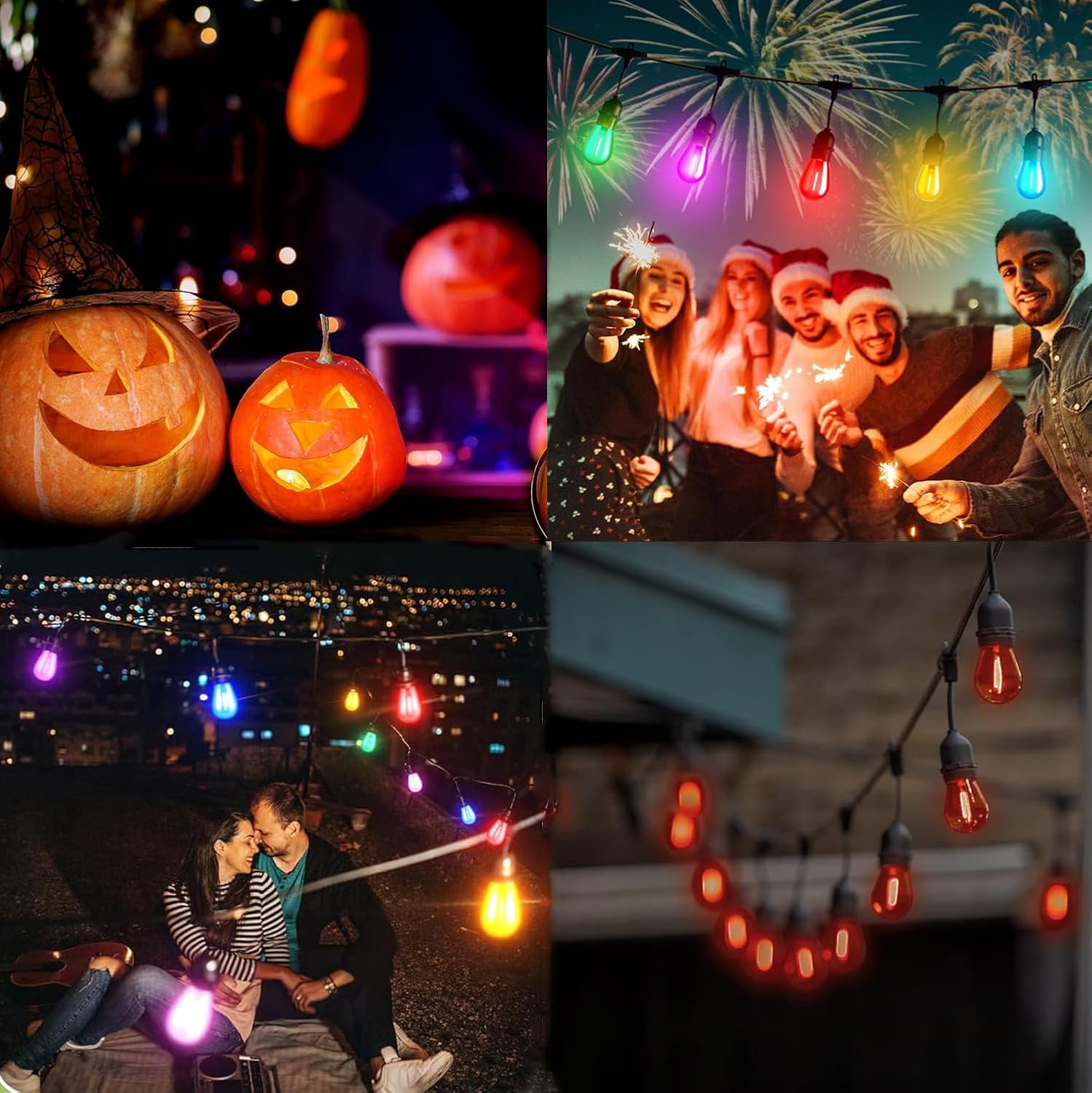15 Pack S14 LED Bulbs Orange and Purple S14 Light Bulbs LED Replacement Bulb 1W S14 String Light Edison Bulb E26 Plastic Shatterproof LED Decorative Bulb for Outdoor Home Patio Halloween Decor