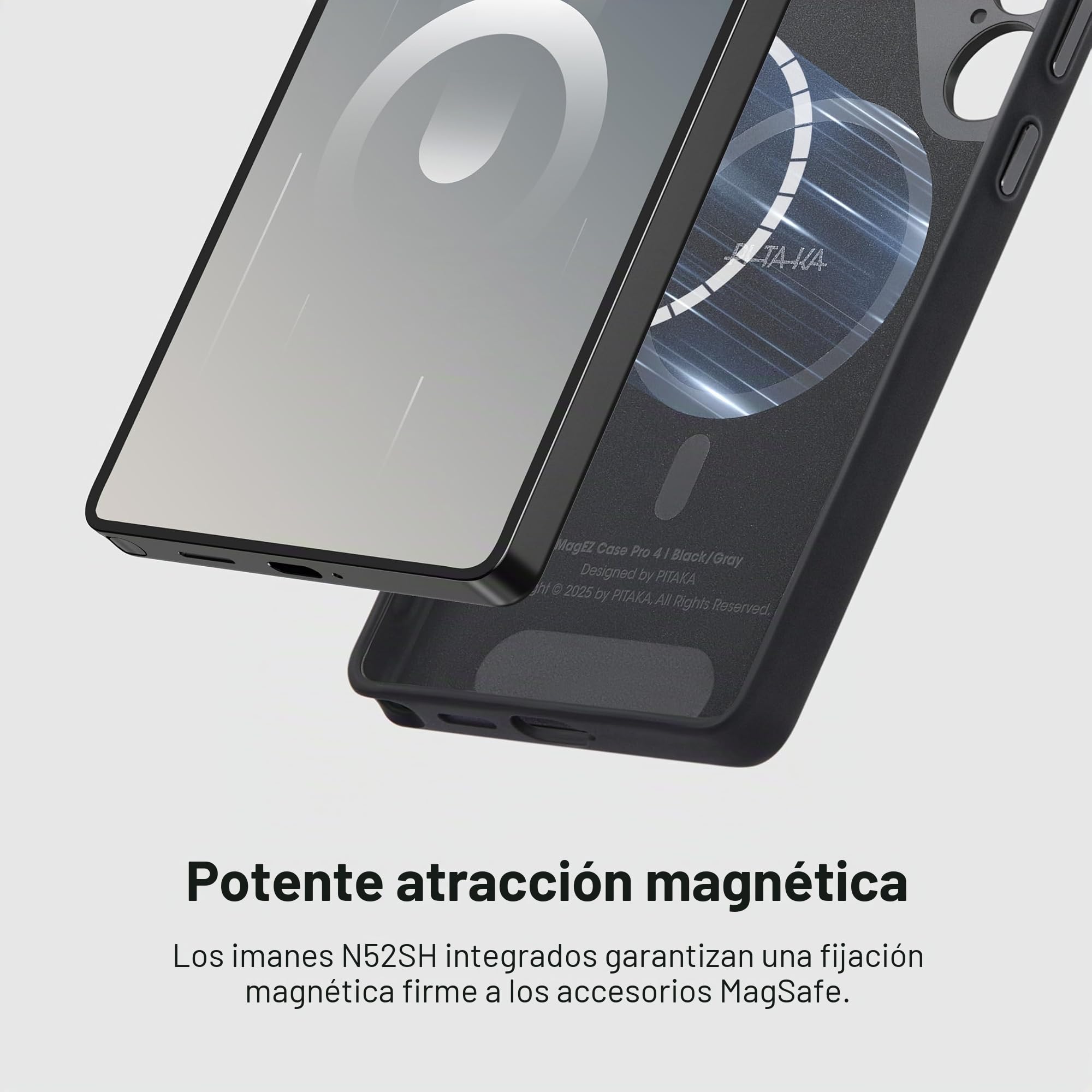 pitaka Funda para Samsung Galaxy S25 Ultra, 6.9 pulgadas, compatible con MagSafe, funda protectora S25 Ultra, hecha de fibra de aramida 1500D [PinButton] negro/gris