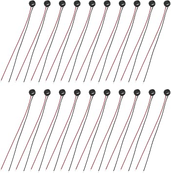 sourcing map 10 Pcs Electret Microphone Condenser Pickup, 4mm Dia Mini MIC Electret Condenser with 60mm Wire Leads 58dB for Audio, Black