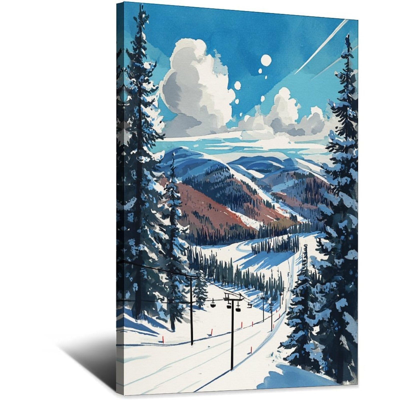 Park City Utah Ski Posters 20x30inch(50x75cm) Vintage Watercolor Canvas Art