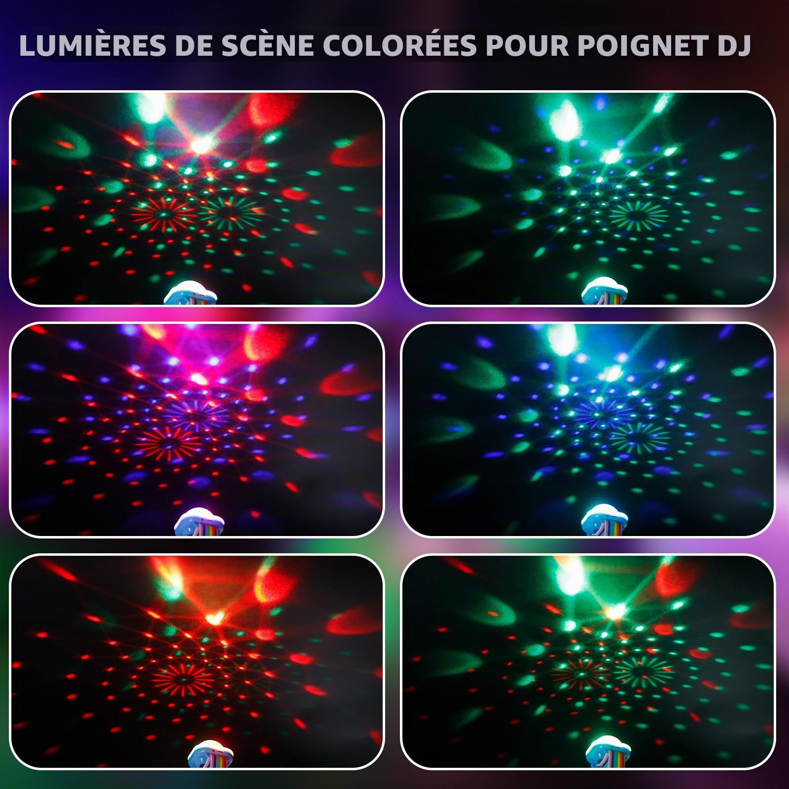 BORDEAG Boule Disco Bracelet, 3 Pièces Lampe LED Contrôlée Par La Musique, Lumière Disco Ball Rechargeable USB, Lumière De Fête Pour Anniversaire, DJ Club