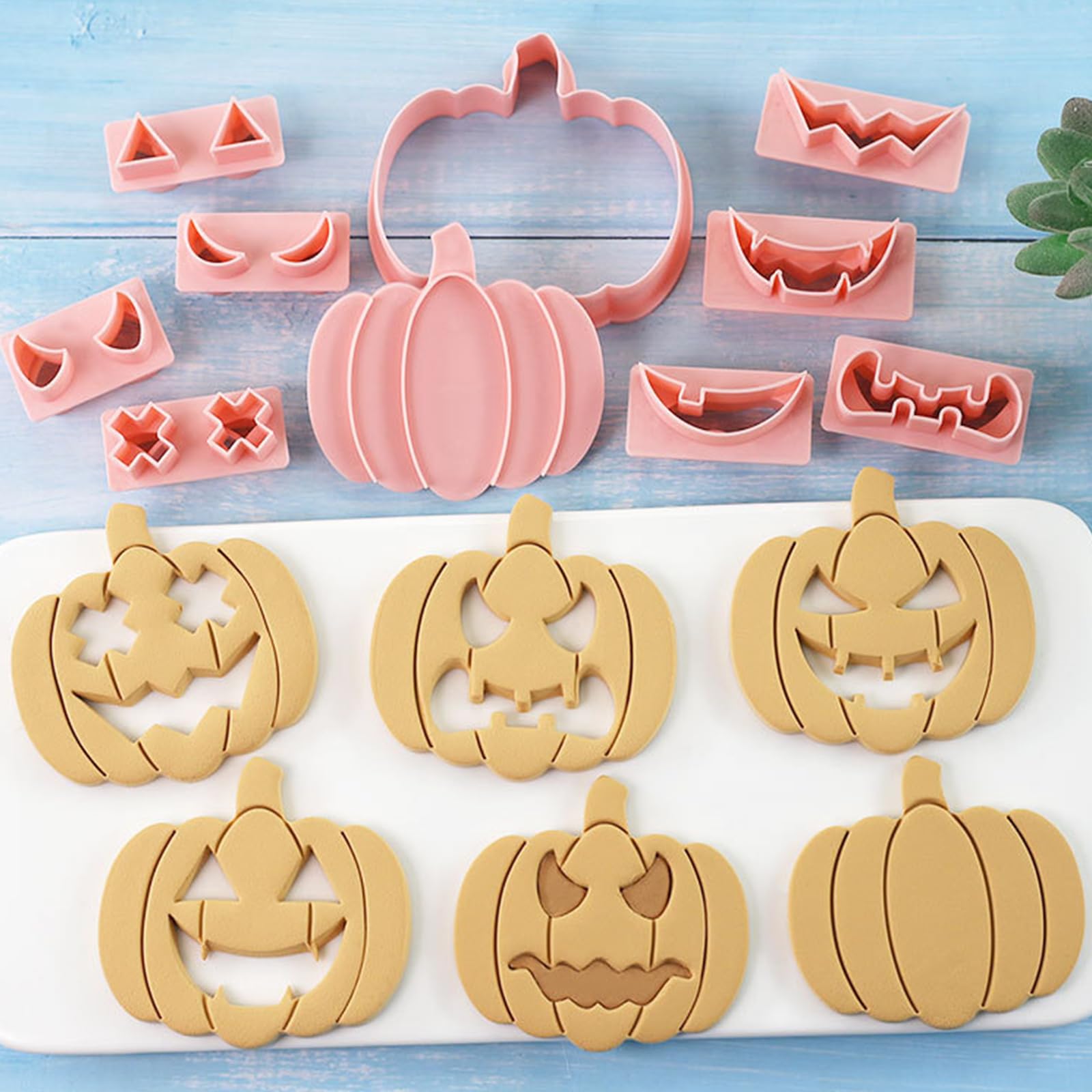 9 PCs Pumpkin Cookie Cutter Set Halloween Biscuit Cutters Plastic Cookie Cutters Cartoon Fun Biscuit Moulds for Party Supplies Decorations Baking - Image 4