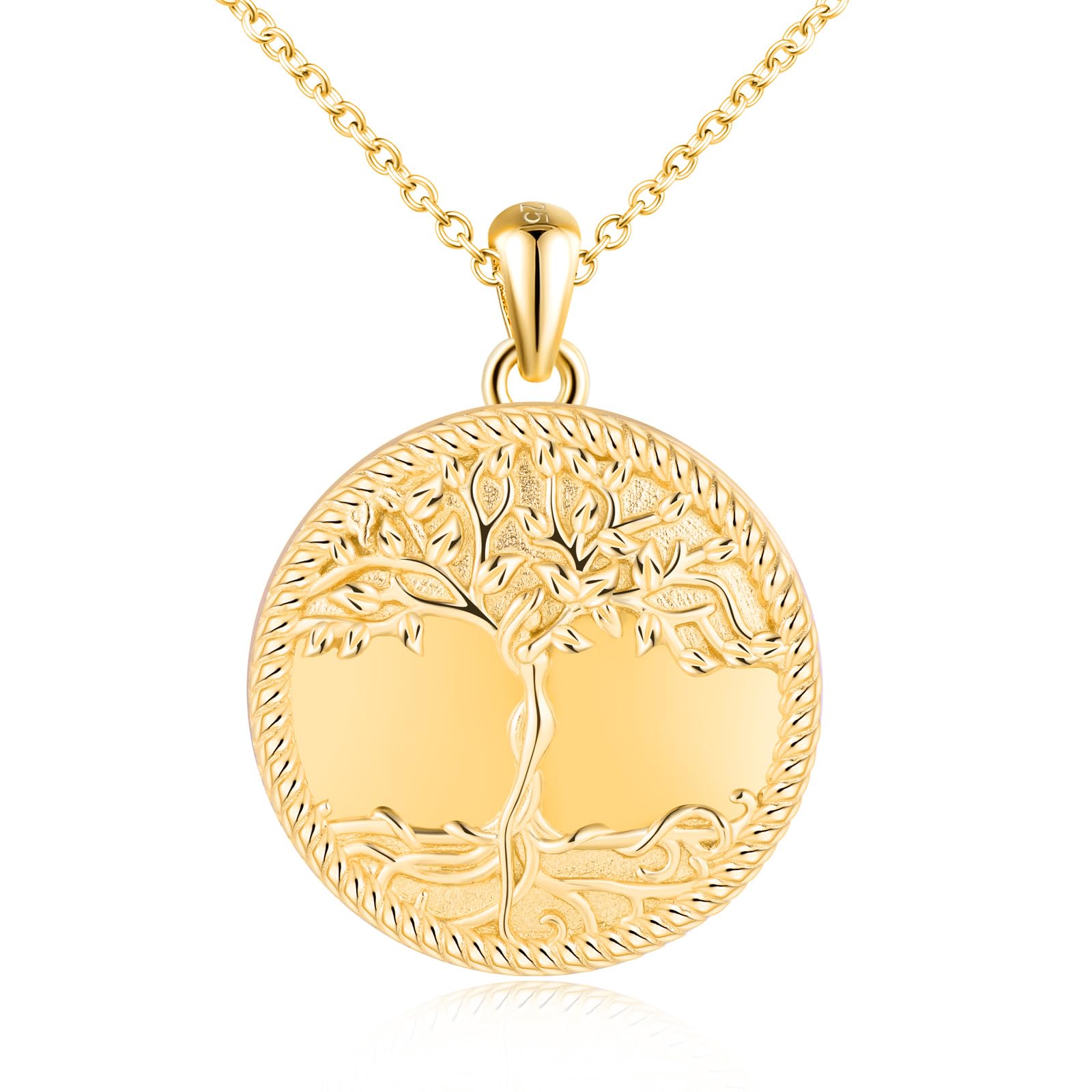 MicLee Collier Photo Médaillon en Argent 925 Femme Fille Pendentif Locket Arbre de Vie Breloque Ouvrable Ronde Collier Amulette Mémorial Bijoux Elégant
