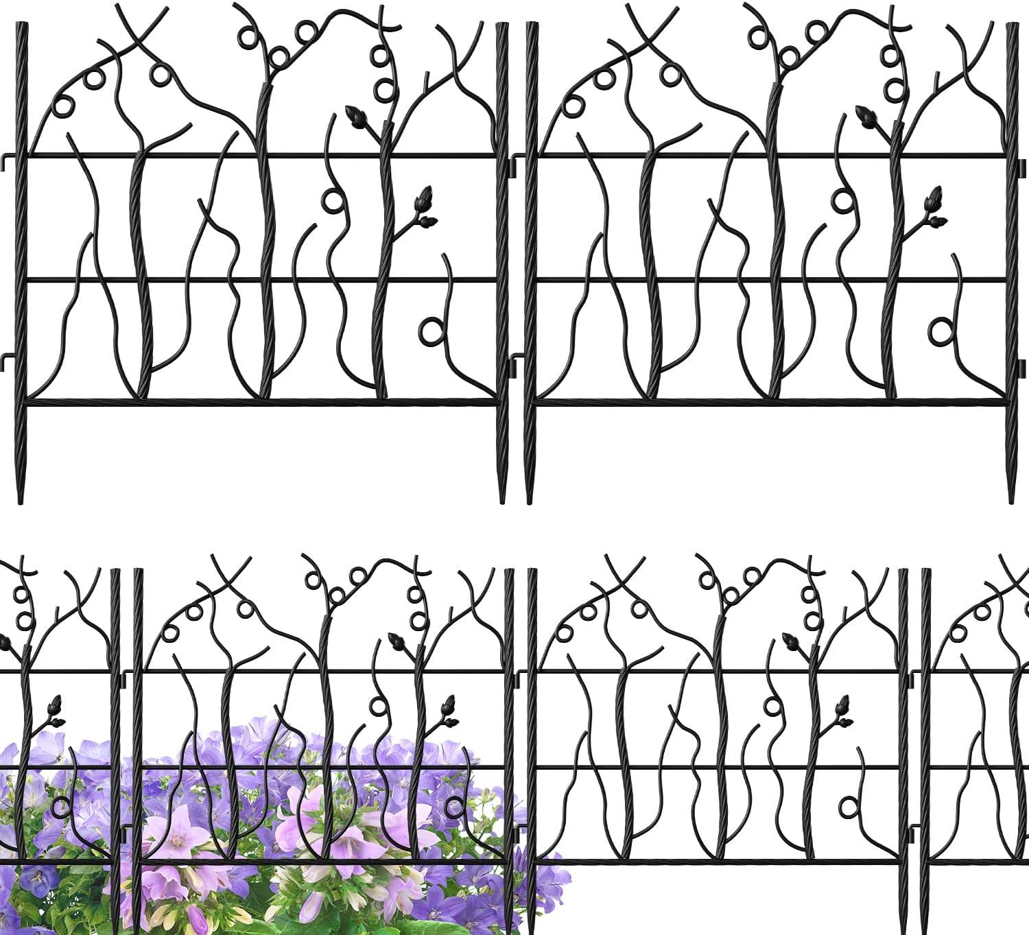Amagabeli Garden Home Decorative Garden Fence-Outdoor Coated Rustproof Metal Fencing Animal Barrier Iron Folding Edge Wire Border Fence Ornamental for Patio Landscape Bed-66 CM(H) x77 CM(W)-5 Panels