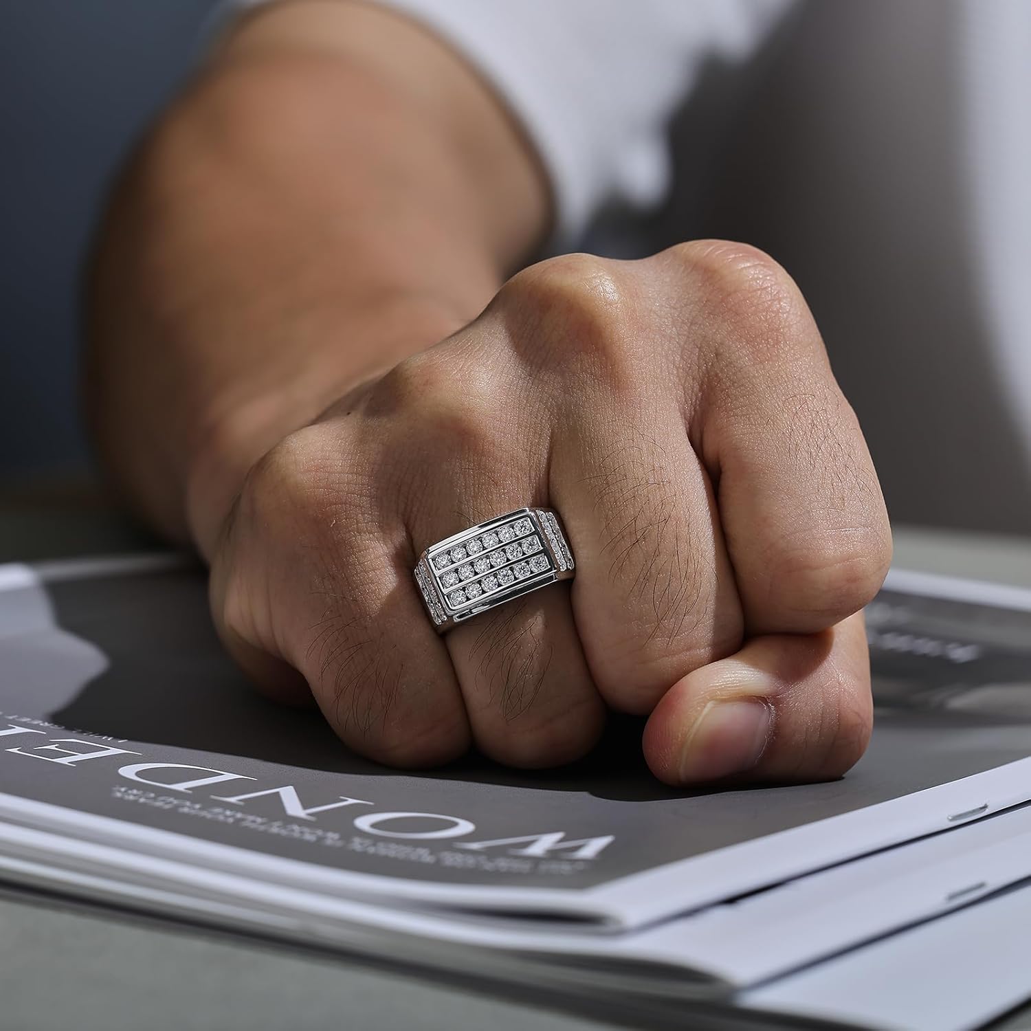 Moissanite Mens Wedding Band D Color VVS1 925 Sterling Silver Engagement Rings Pave Round Eternity Promise Ring Size 7-13 - Image 8