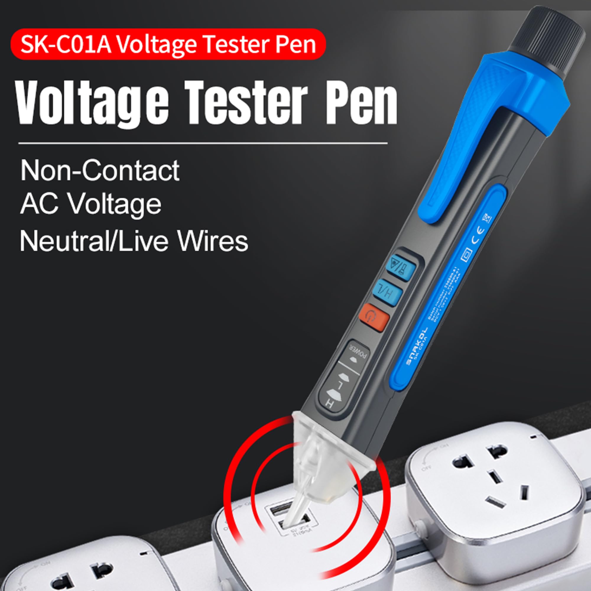 Non Contact Voltage Tester Pen, 12V-1000V AC Electrical Tester with Laser Position, Live Neutral Wire Detector, Wire Breakpoint Finder, Audible & Light Alarm, Flashlight, Auto Power Off — Amazon image 2