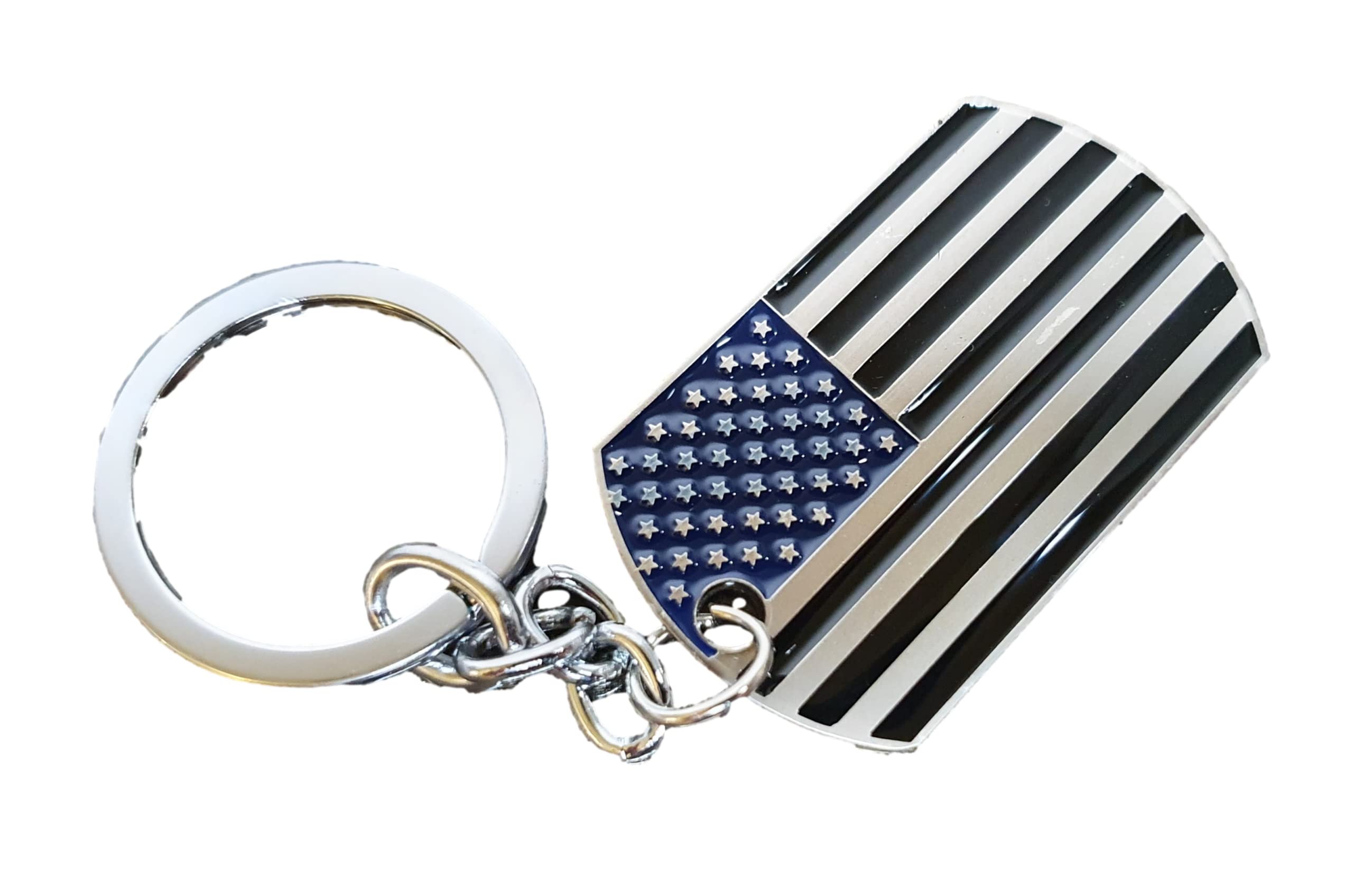 Fat-Catz-Copy-Catz Unisex Multi Grey Usa Flag Stars & Stripes Patriotic Dog Tag Style Keyring