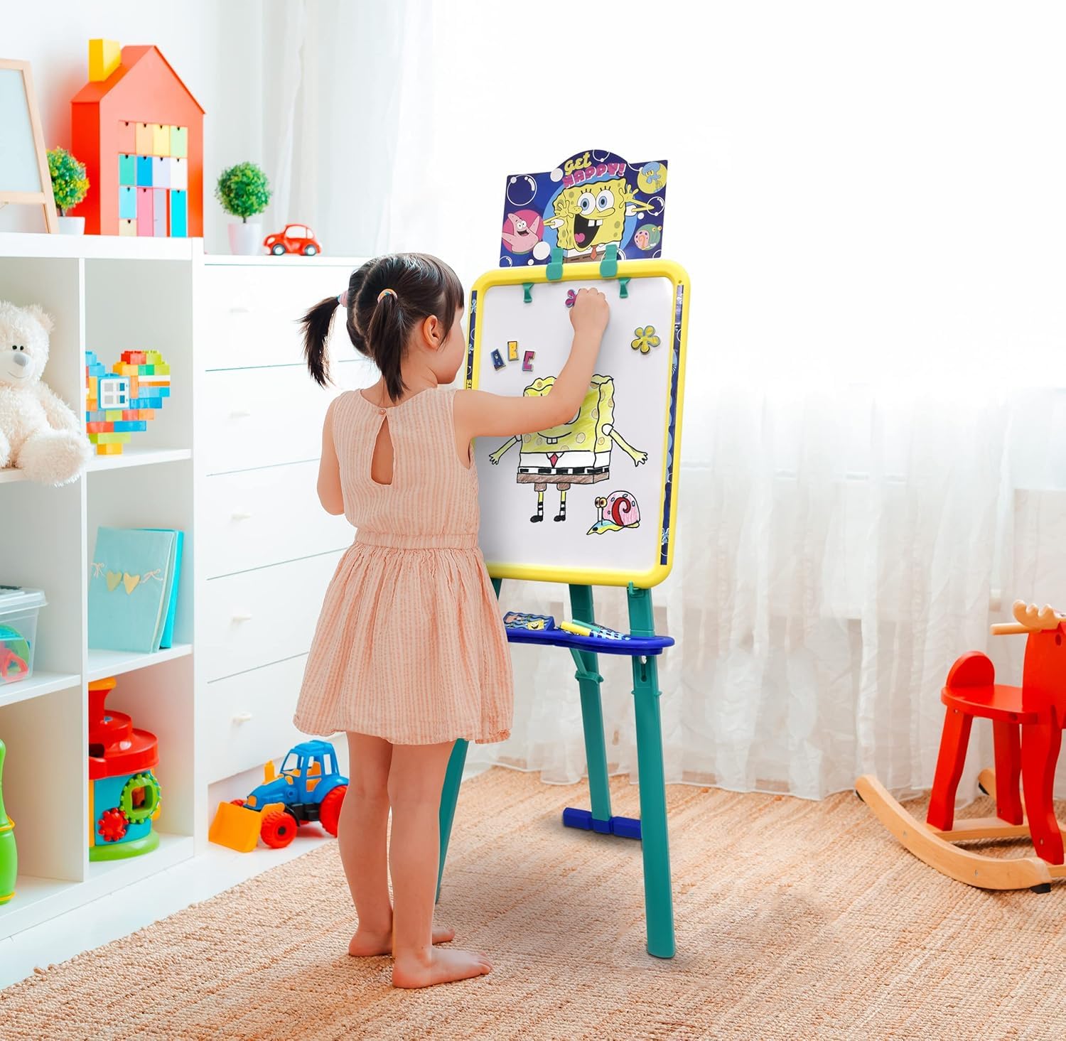 Amazon | スポンジボブ 子供用アートイーゼル 幼児用 ホワイトボード