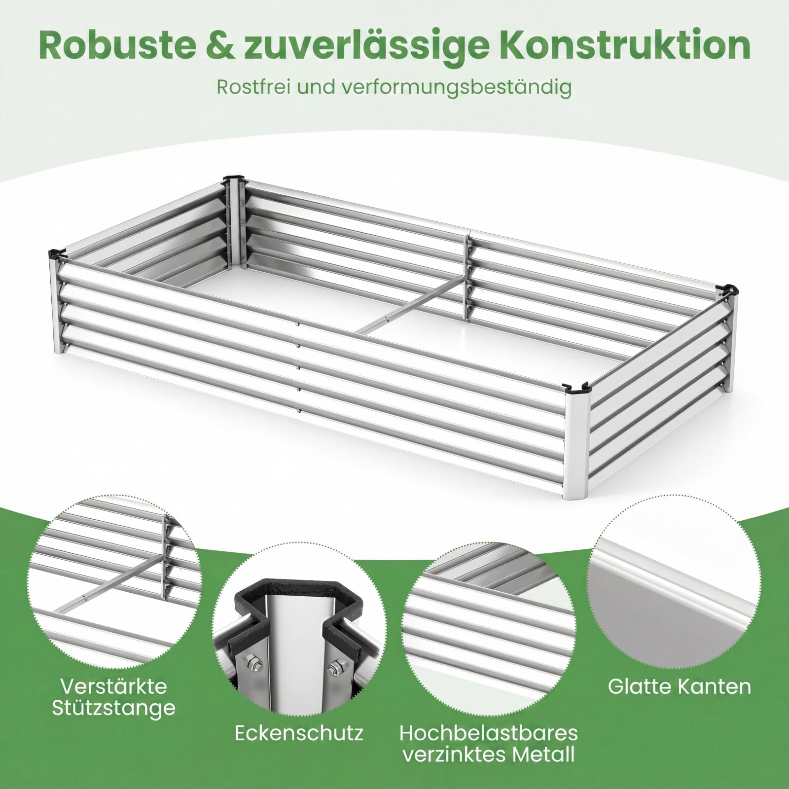 COSTWAY Podwyższona grządka metalowa 3 w 1 z szklarnią, szklarnia foliowa z pokrywą PCW i 2 oknami, inspekt na zioła, kwiaty i warzywa, grządka kwiatowa na balkon, do ogrodu, 180 x 100 x 145 cm