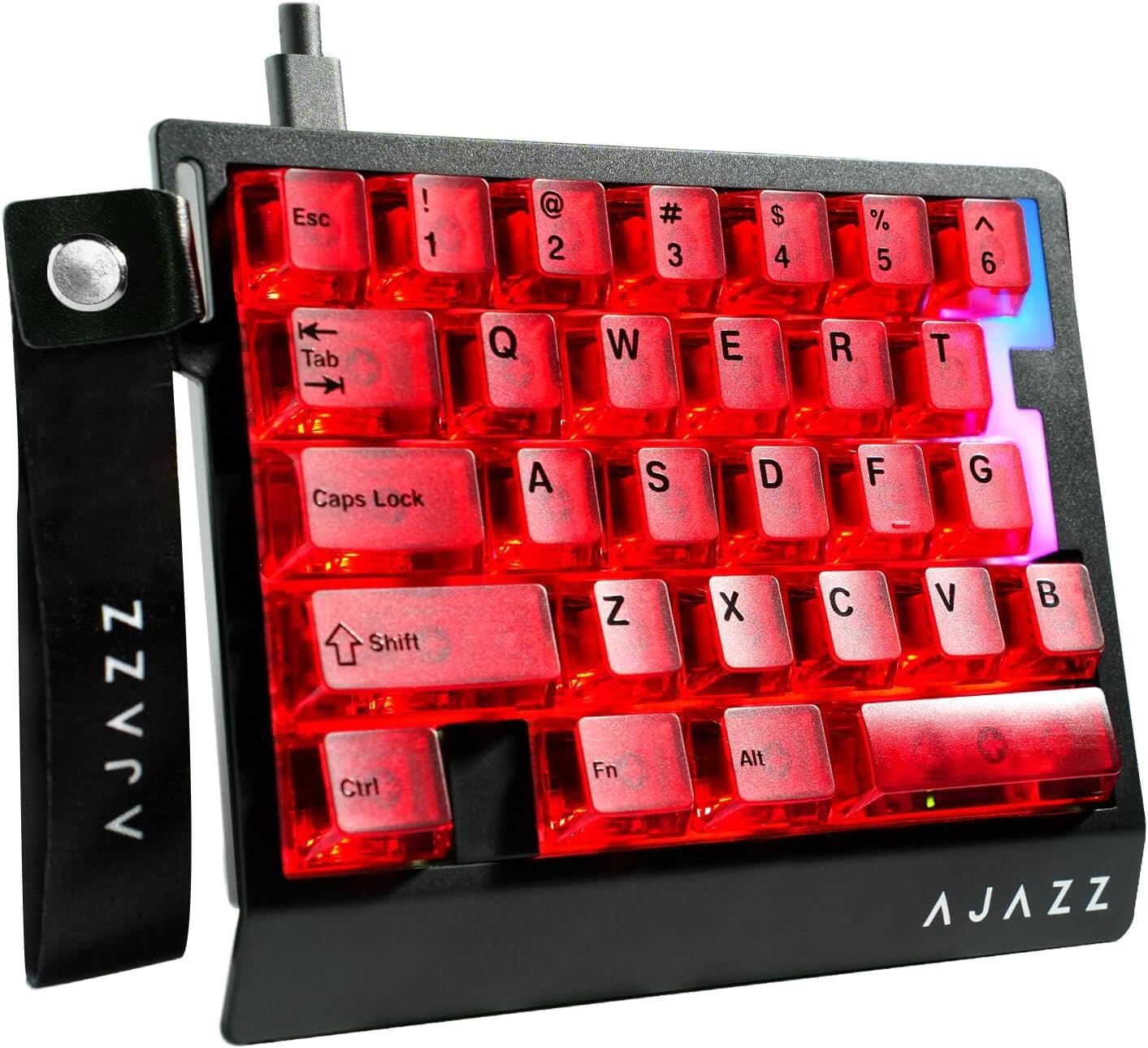 AK029 Wired 29 Keys One-Handed RGB Gaming Keyboard with 8000HZ,0.01mm RT Magnetic Switches Adjustable Actuation,Hotswappable Mechanical Keyboard,Aluminum Plate,Web Driver for Gamers-Red