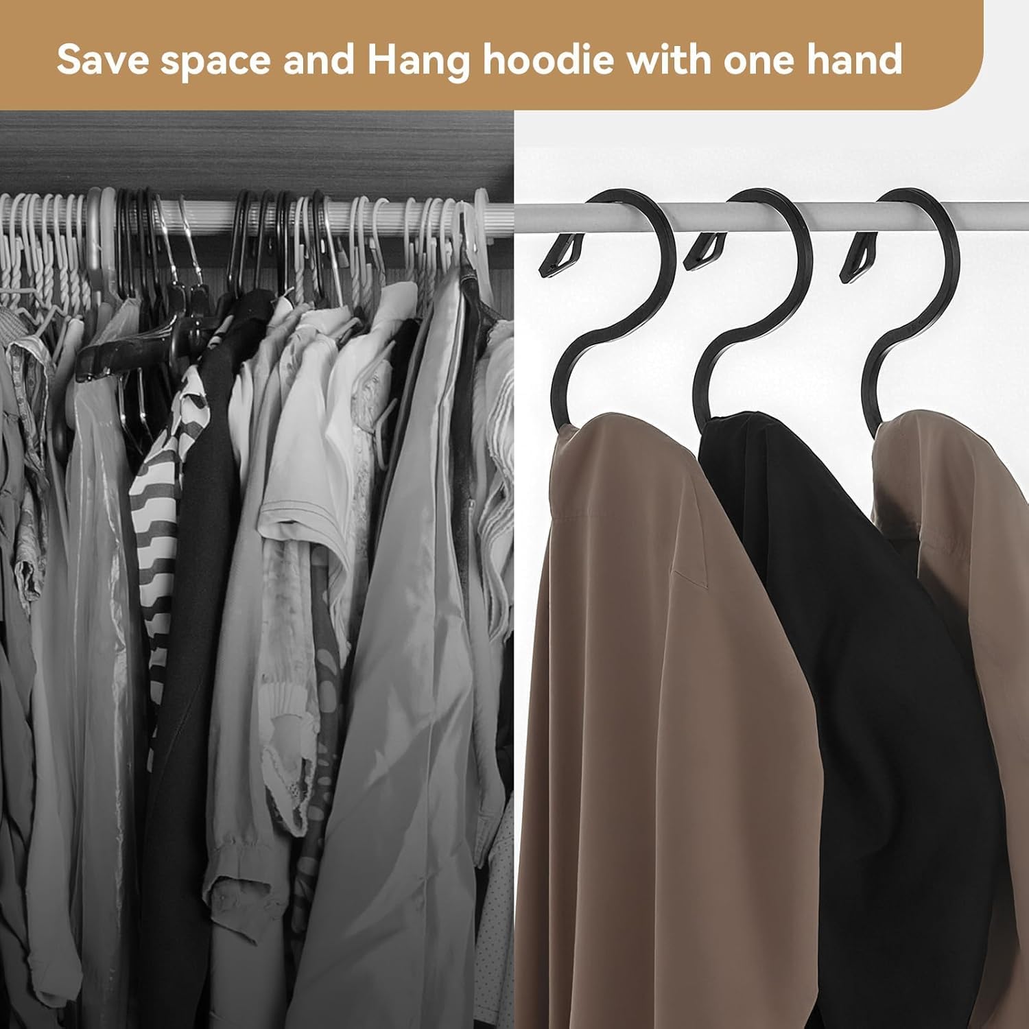 Hoodie Hanger, 12 Pack Anti-Slip Clothes Hangers, Space Saving Hoodie Hook, Scarf Hanger, Hoodie Organizer for Closet, Hanging Sweatshirt, Jeans, Jacket, Tank Top