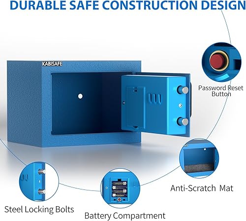 Miniatura 6 de Caja de seguridad con teclado de seguridad digital, caja de seguridad pequeña de acero sólido, caja de seguridad pequeña de 0.3 pies cúbicos, para
