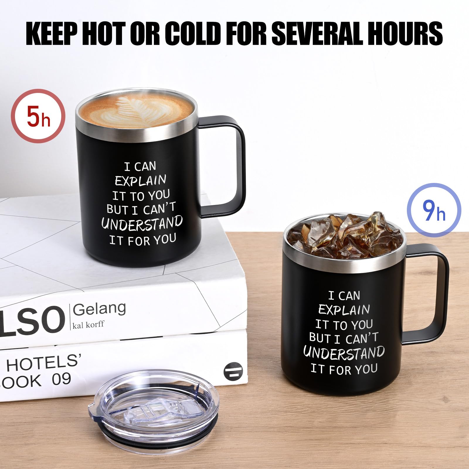 Qtencas Engineer Gifts, I Can Explain It to You But I Can't Understand It for You Stainless Steel Coffee Mug, Christmas Birthday Gifts for Engineers Men Coworker Boss Office Computer Geek(12OZ, Black)