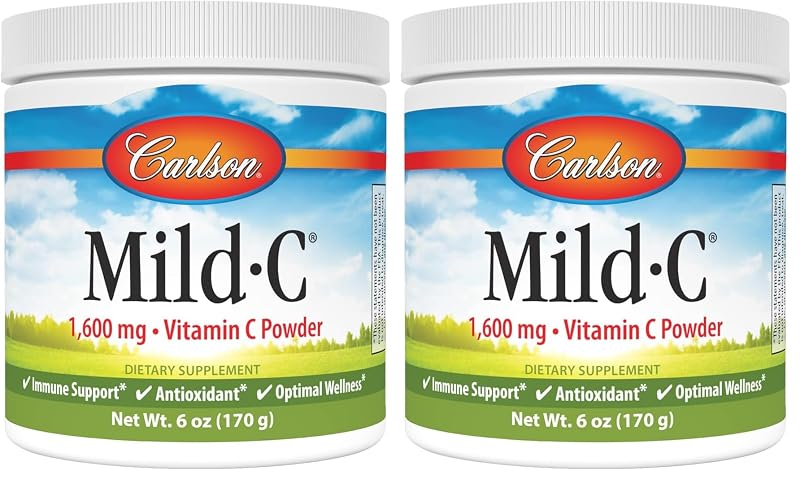 Carlson Mild-C, vitamina C em pó, 1.600 mg por 2,5 mL, pacote com 2 frascos de 170 g
