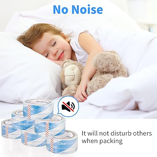 Miniatura 2 de JARLINK Cinta de embalaje silenciosa transparente sin ruido (18 rollos), cinta de embalaje resistente para embalaje de envío, sellado en movimiento,