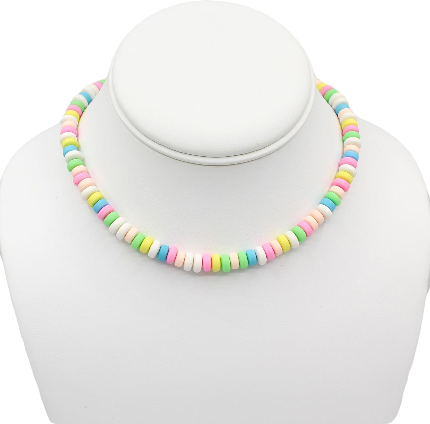 Fatally Feminine Bright Pastel Beaded Faux Candy Necklace - Adustable
