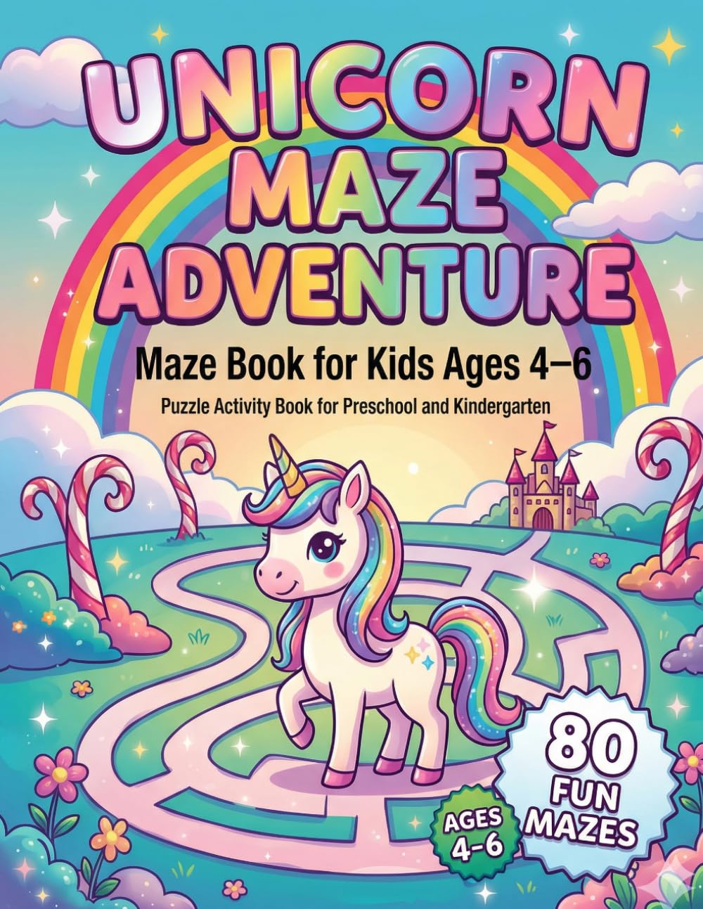 BrightMinds Unicorn Maze Book for Kids Ages 4–6: 80 Fun and Easy Mazes for Early Learning and Brain Development: Preschool Activity Workbook with Cute ... Skill Practice (BrightMinds Maze Adventures)