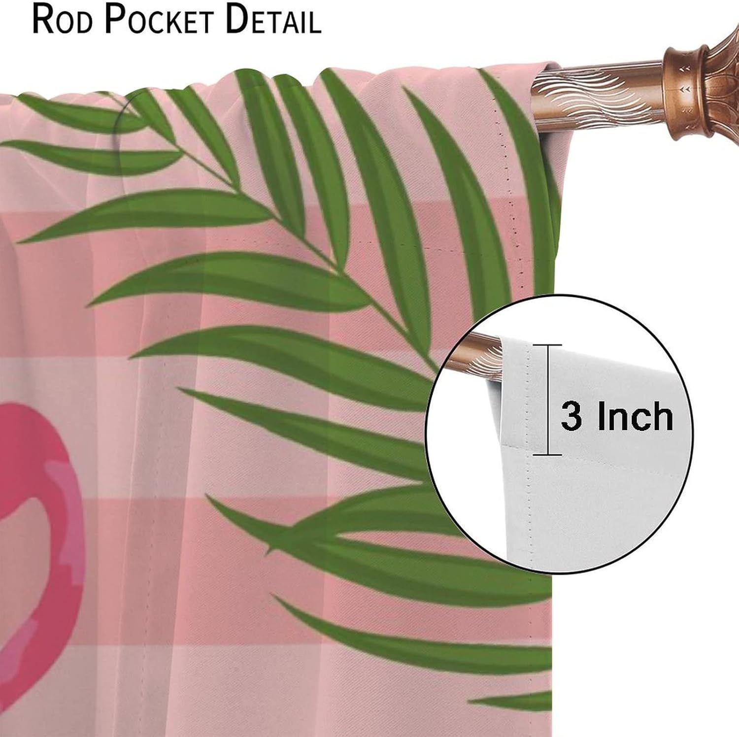 Vintage Flamingo Rod Pocket Blackout Curtains for Living Room,Thermal Insulated Watercolor Tropical Leaves Cute Animal Flamingo Bedroom Curtains,2 Panels 45L x 21W