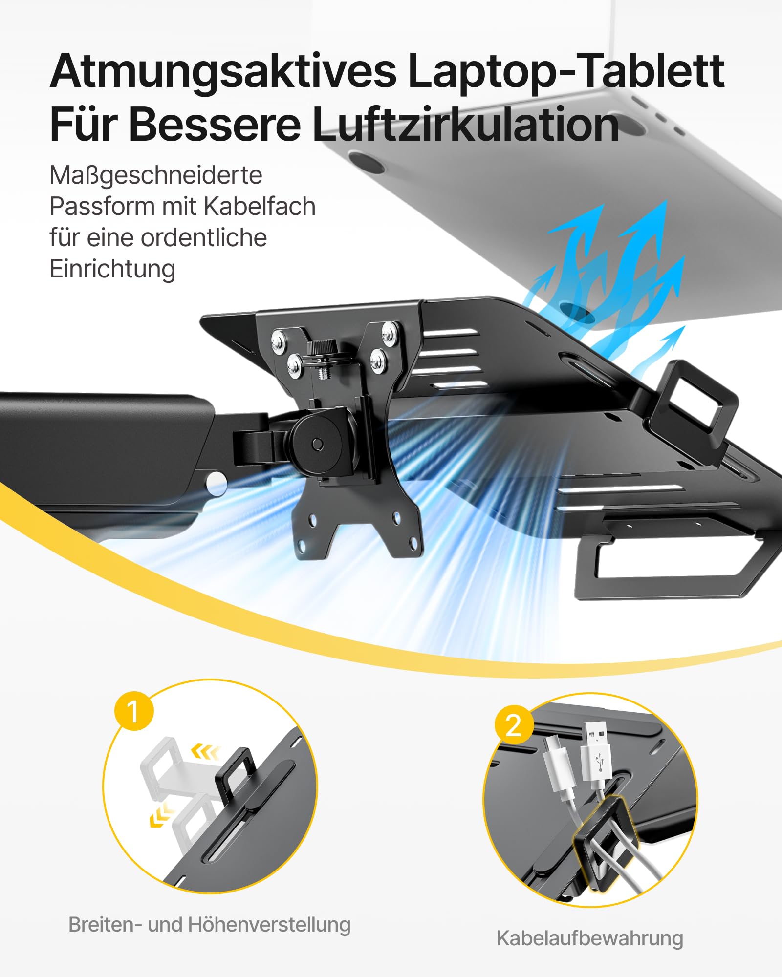 monTEK Laptop Wandhalterung, 2-in-1 Monitor und Laptop Halterung