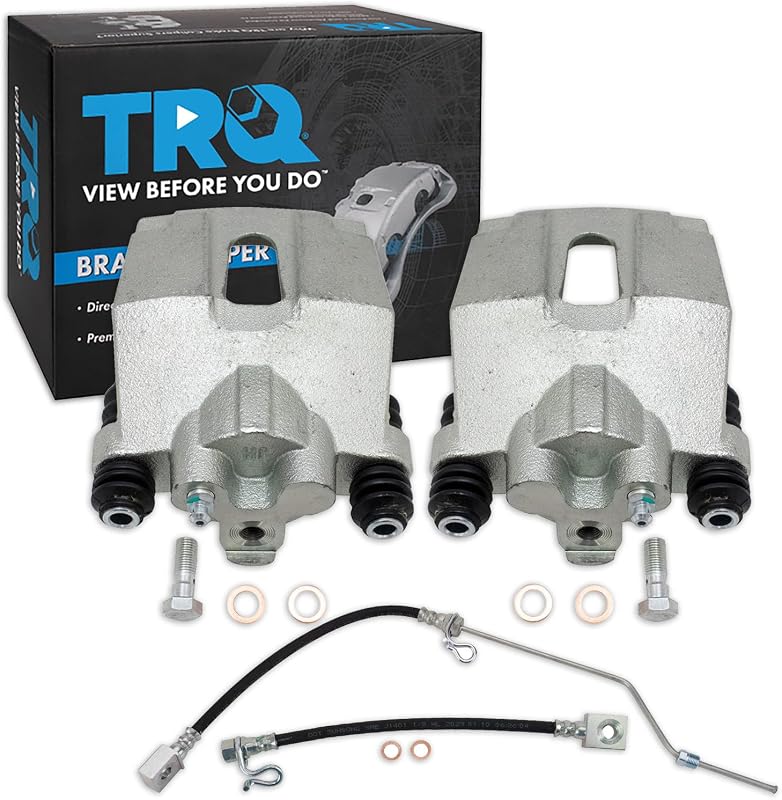 Conjunto de pinças de freio traseiras TRQ com mangueiras e suportes zincados – 4 peças